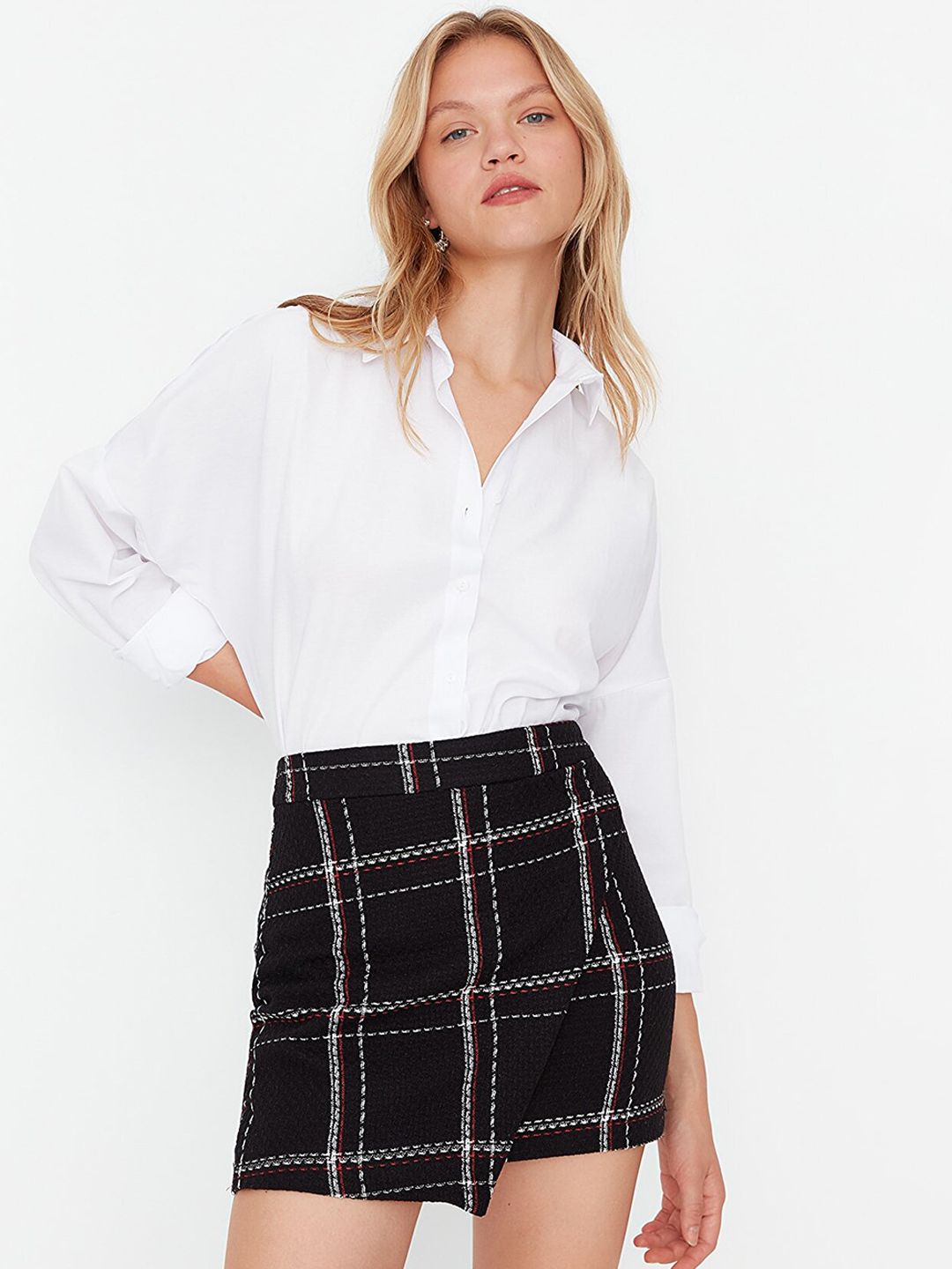 Trendyol Women Black Checked Pencil Skirt Price in India