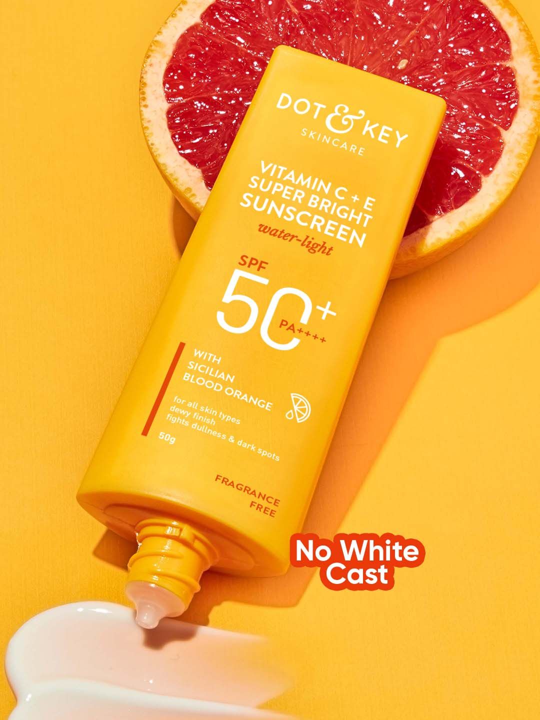 DOT & KEY Vitamin C + E Sunscreen SPF 50 PA+++ For Glowing Skin, 100% No White Cast - 50g
