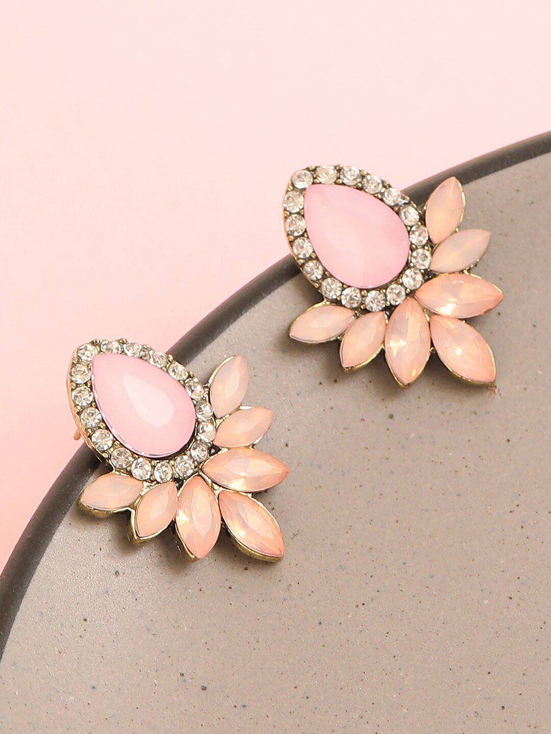 SOHI Pink Contemporary Studs Earrings