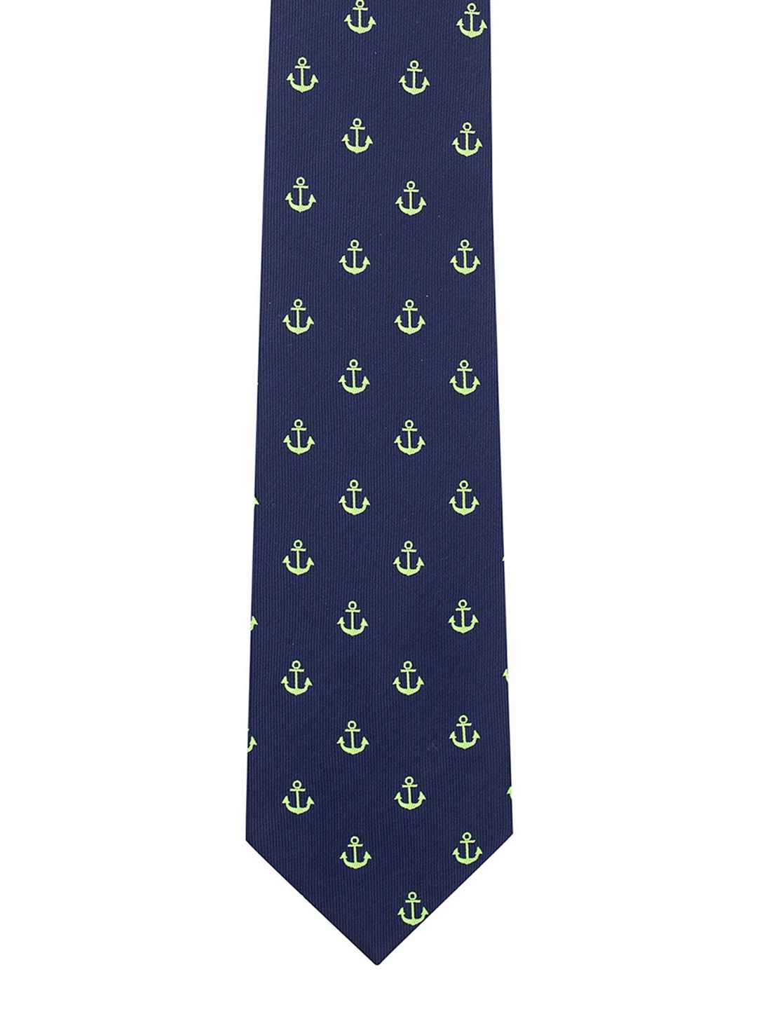 The Tie Hub Men Blue & Green Woven Design Broad Tie
