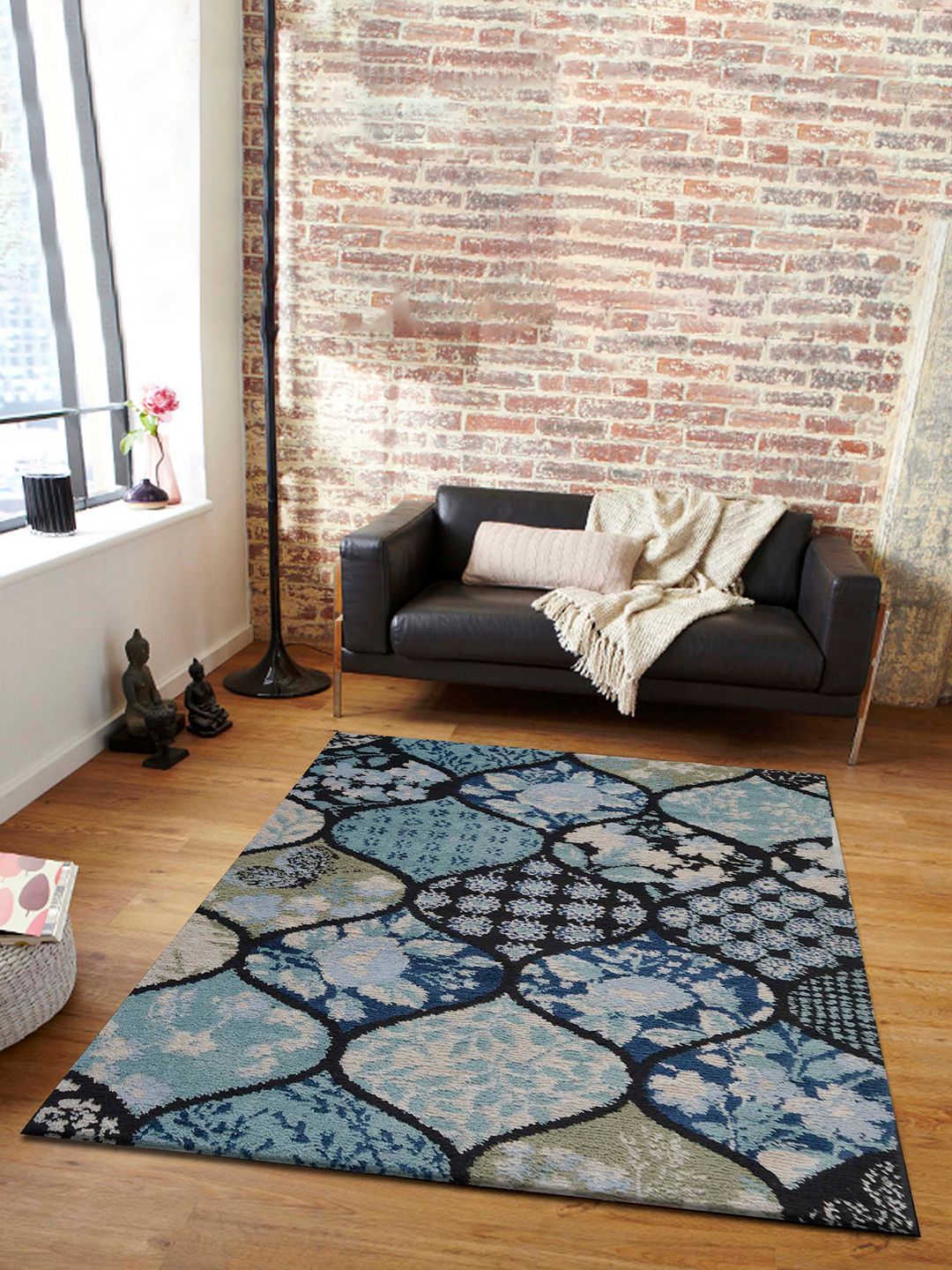 PRESTO PRESTO Blue & Black Abstract Printed Carpets