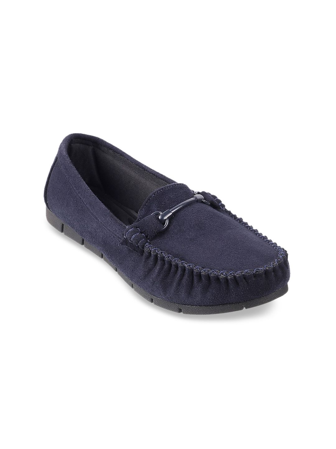 Mochi Women Blue Solid Loafers Price in India