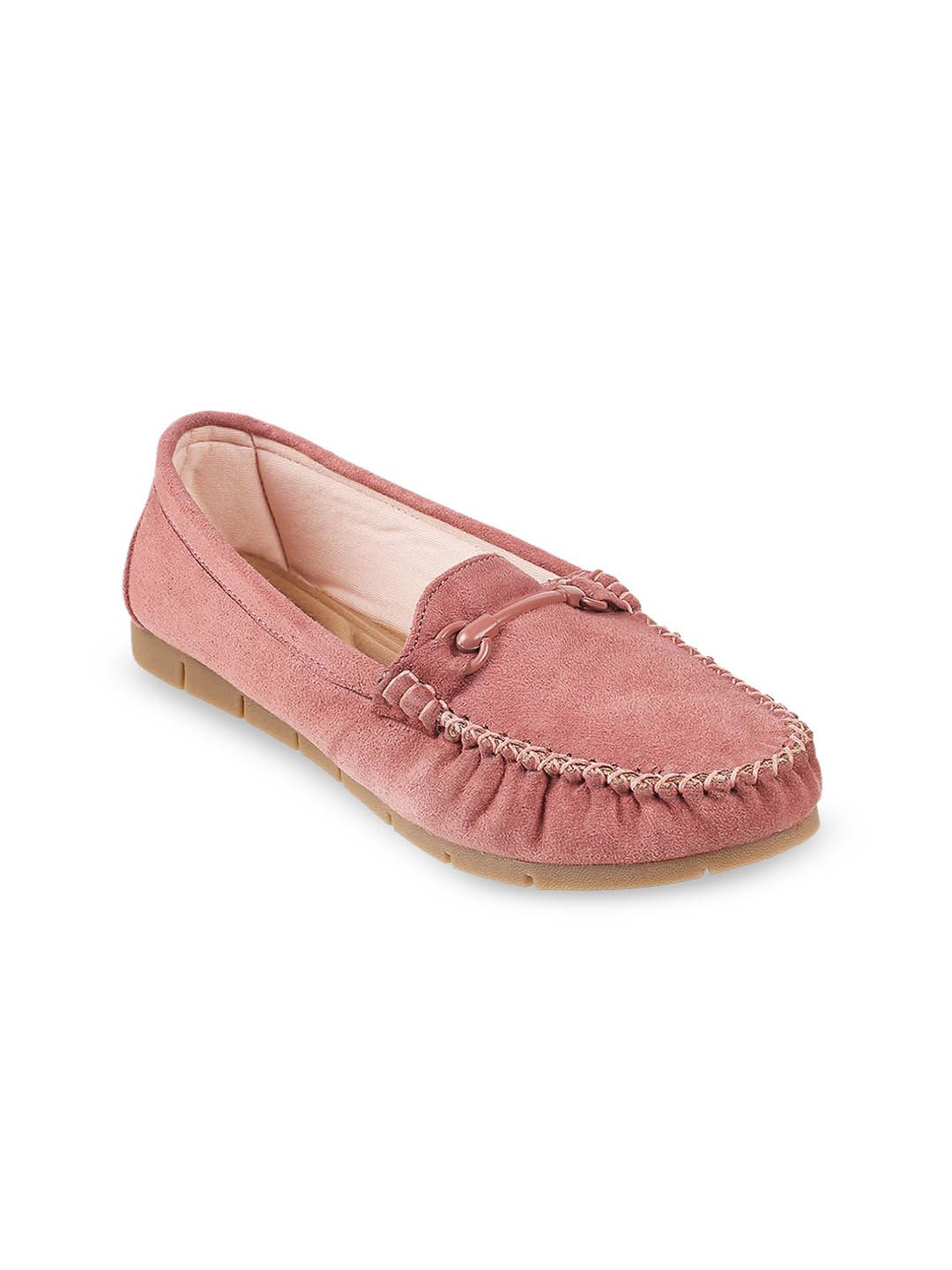 Mochi Women Peach-Coloured Solid Loafers Price in India