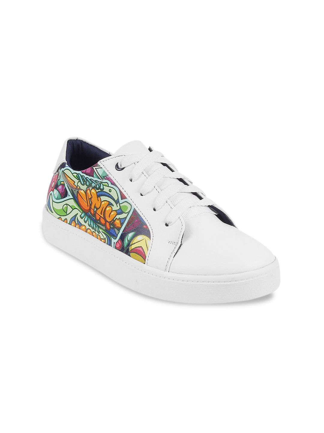 Mochi Women White Printed Sneakers Price in India