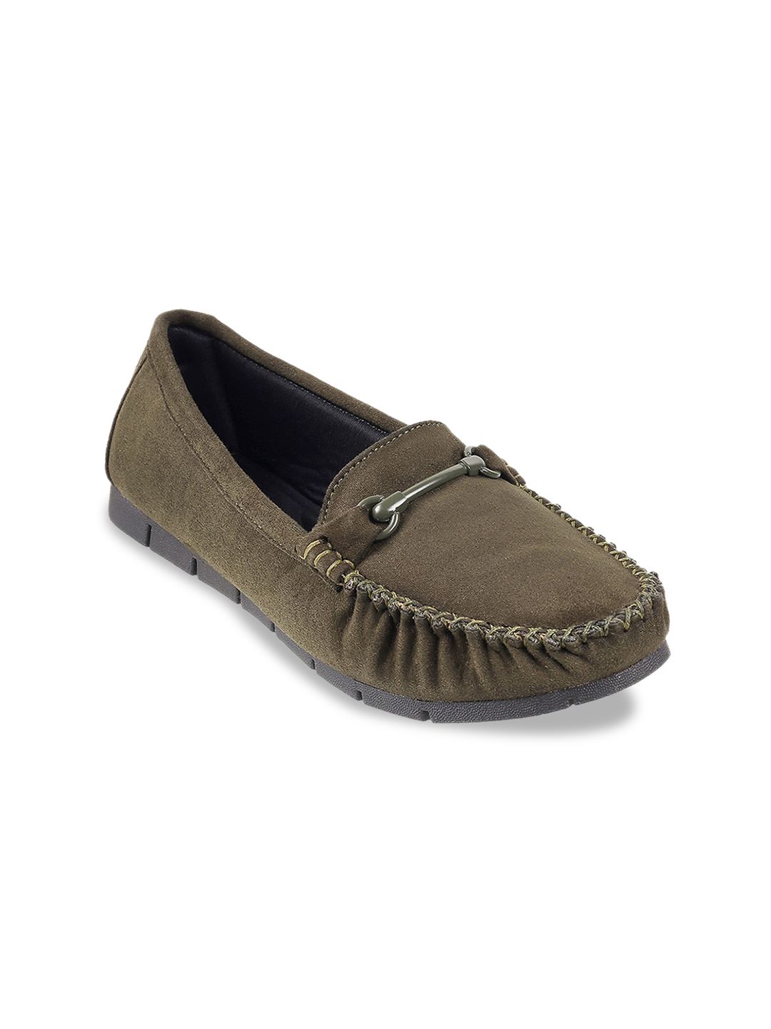 Mochi Women Green Solid Loafers Price in India