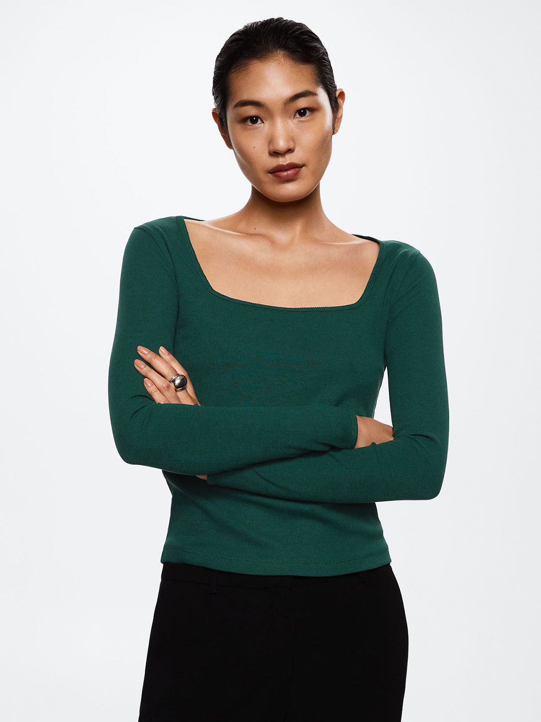 MANGO Green Solid Sustainable Top Price in India