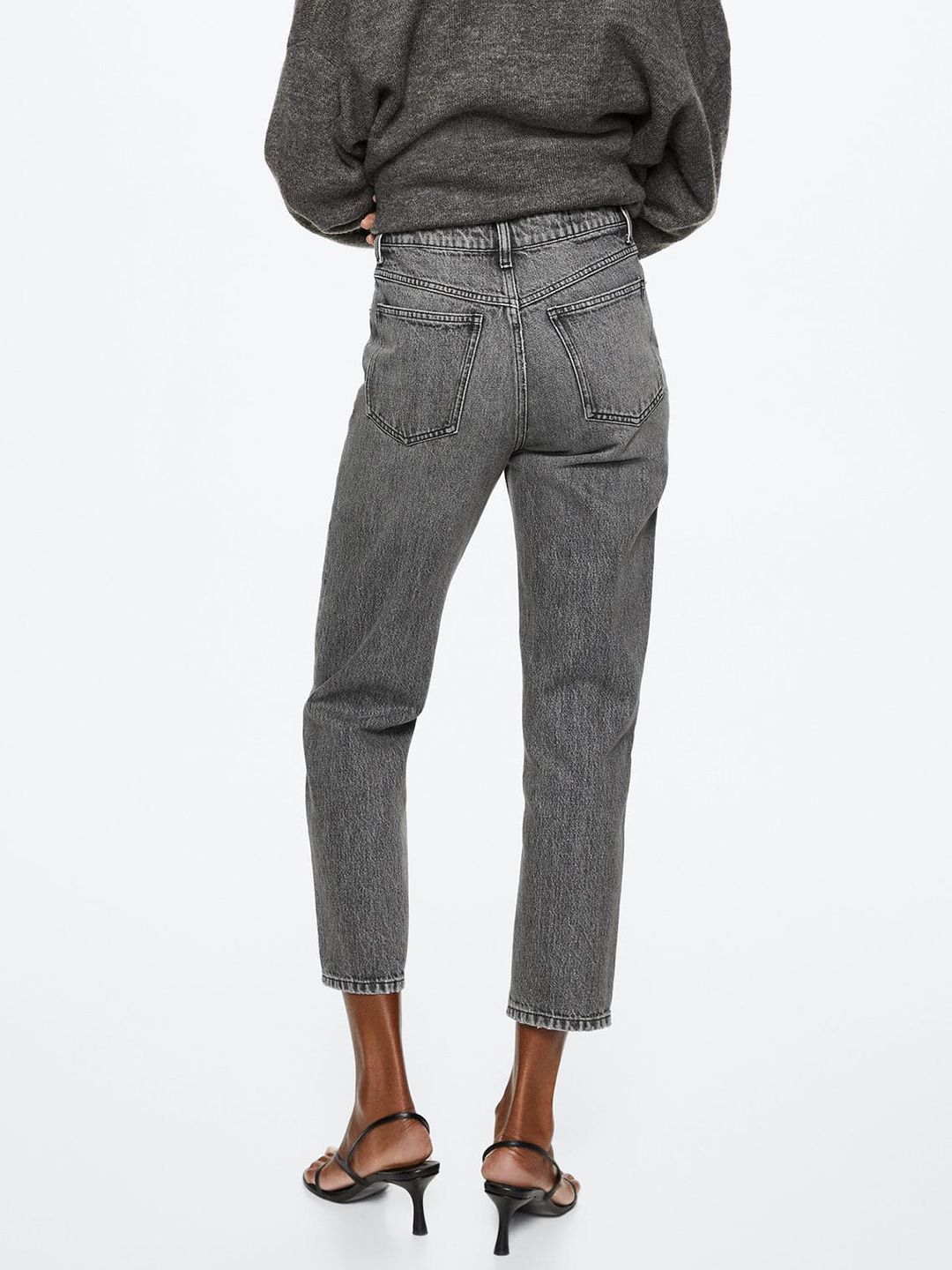 Grey Light Fade High-Rise Sustainable Mom Fit Jeans
