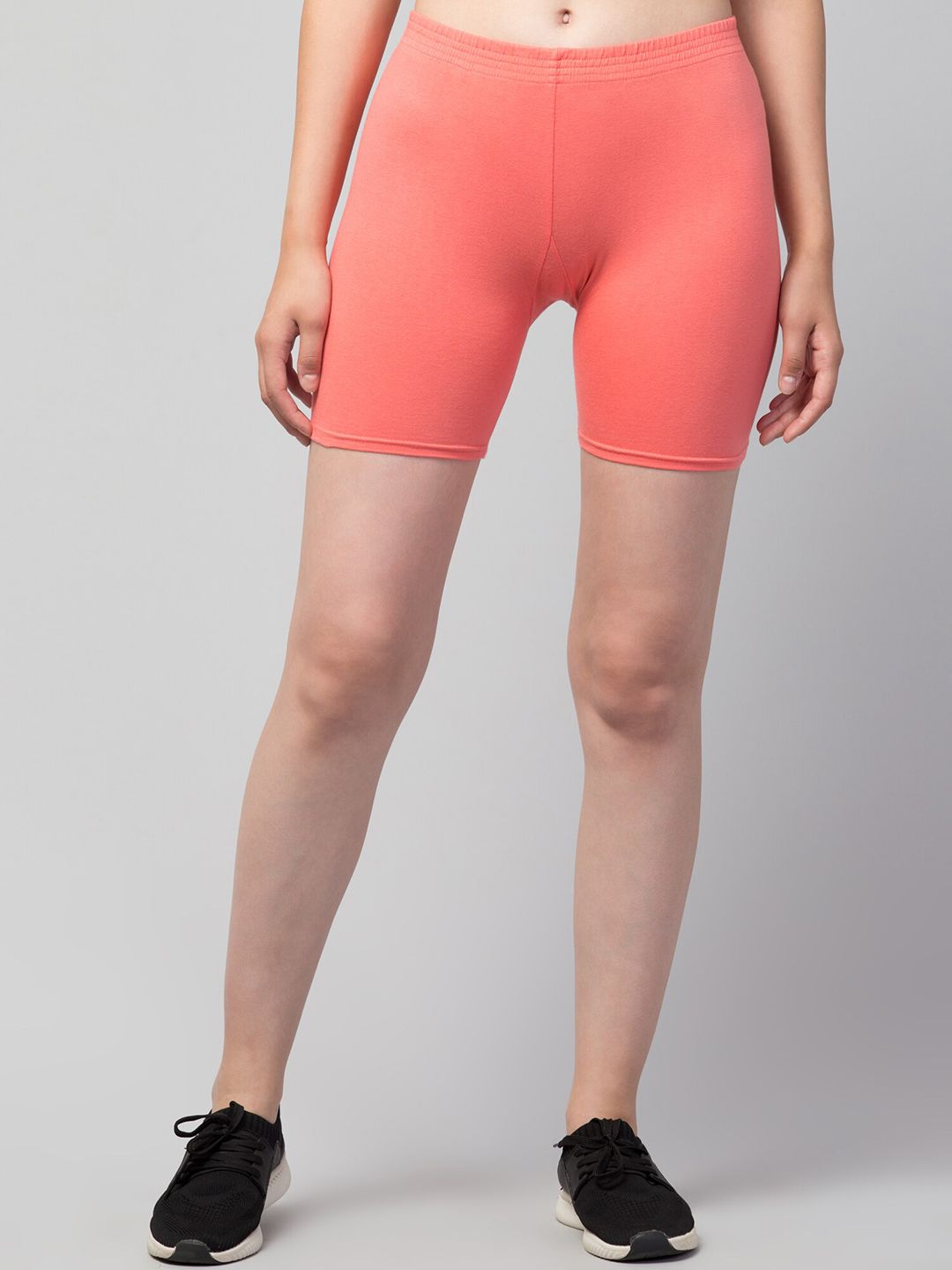 Apraa & Parma Women Peach-Coloured Slim Fit Cycling Sports Shorts Price in India