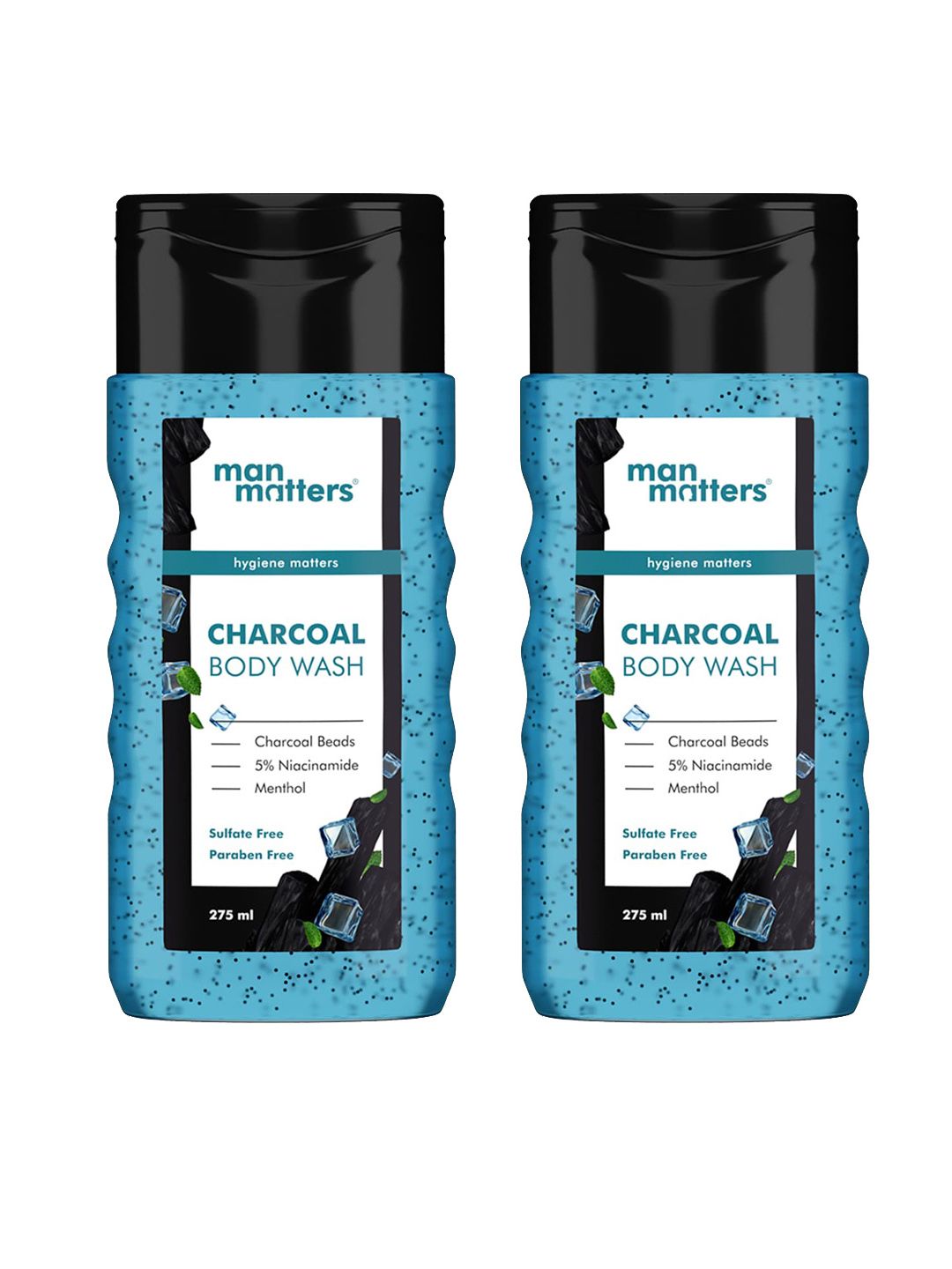Man Matters Set of 2 Charcoal Body Wash with 5% Niacinamide & Menthol - 275ml each