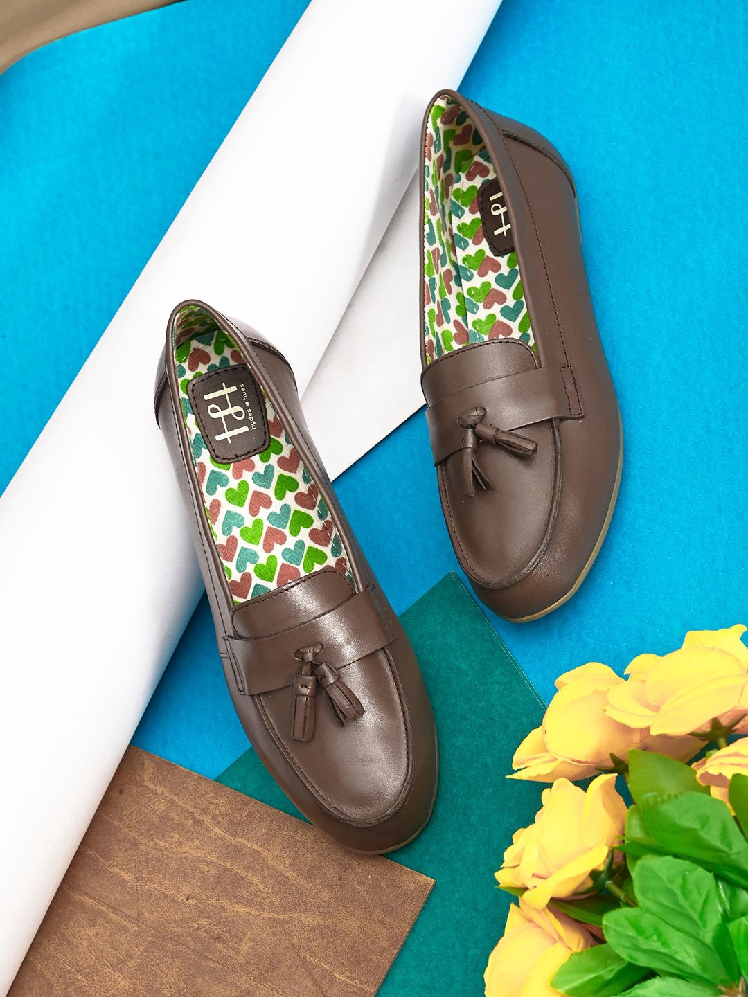 Hydes N Hues Women Brown Leather Loafers Price in India