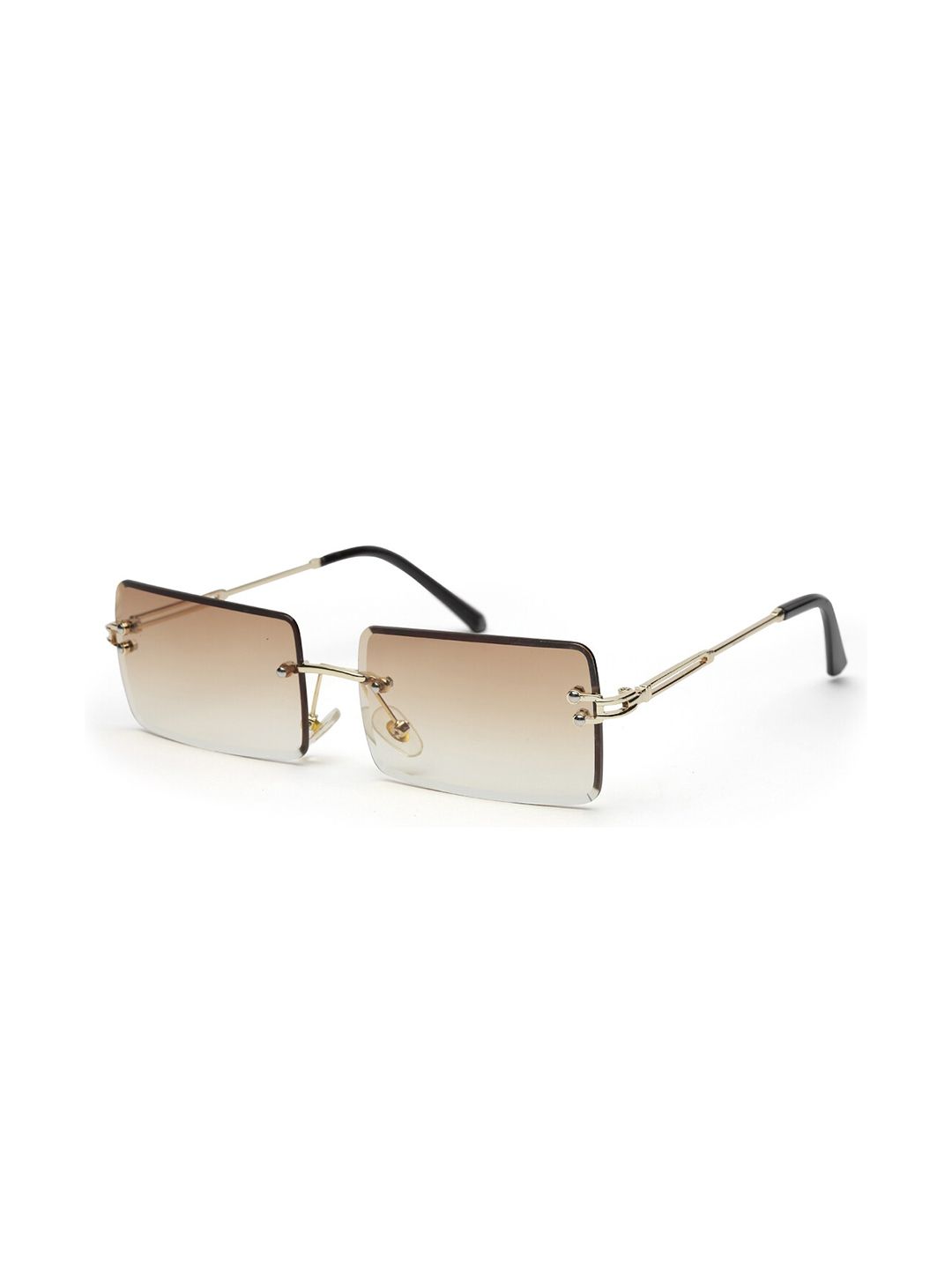 YourSpex Brown Lens & Gold-Toned Rectangle Sunglasses with UV Protected Lens
