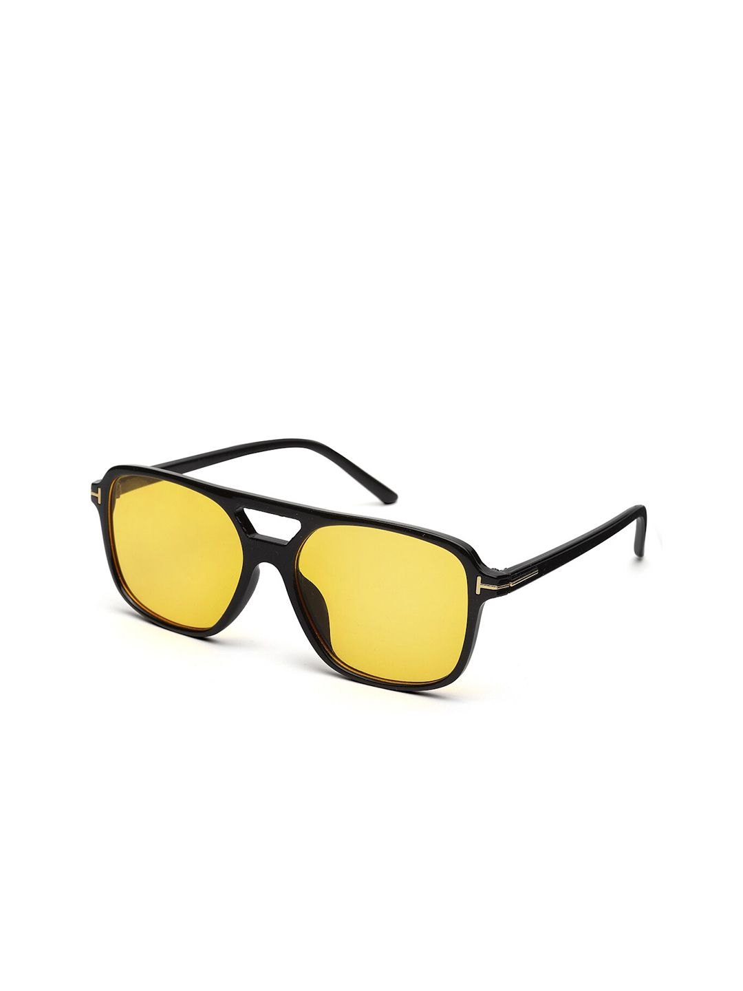 YourSpex Yellow Lens & Black Oval Sunglasses with UV Protected Lens