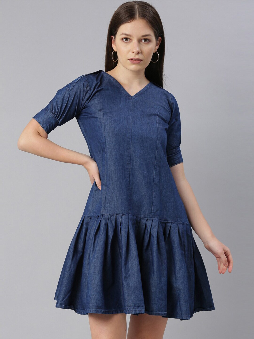 ZHEIA Blue A-Line Dress Price in India