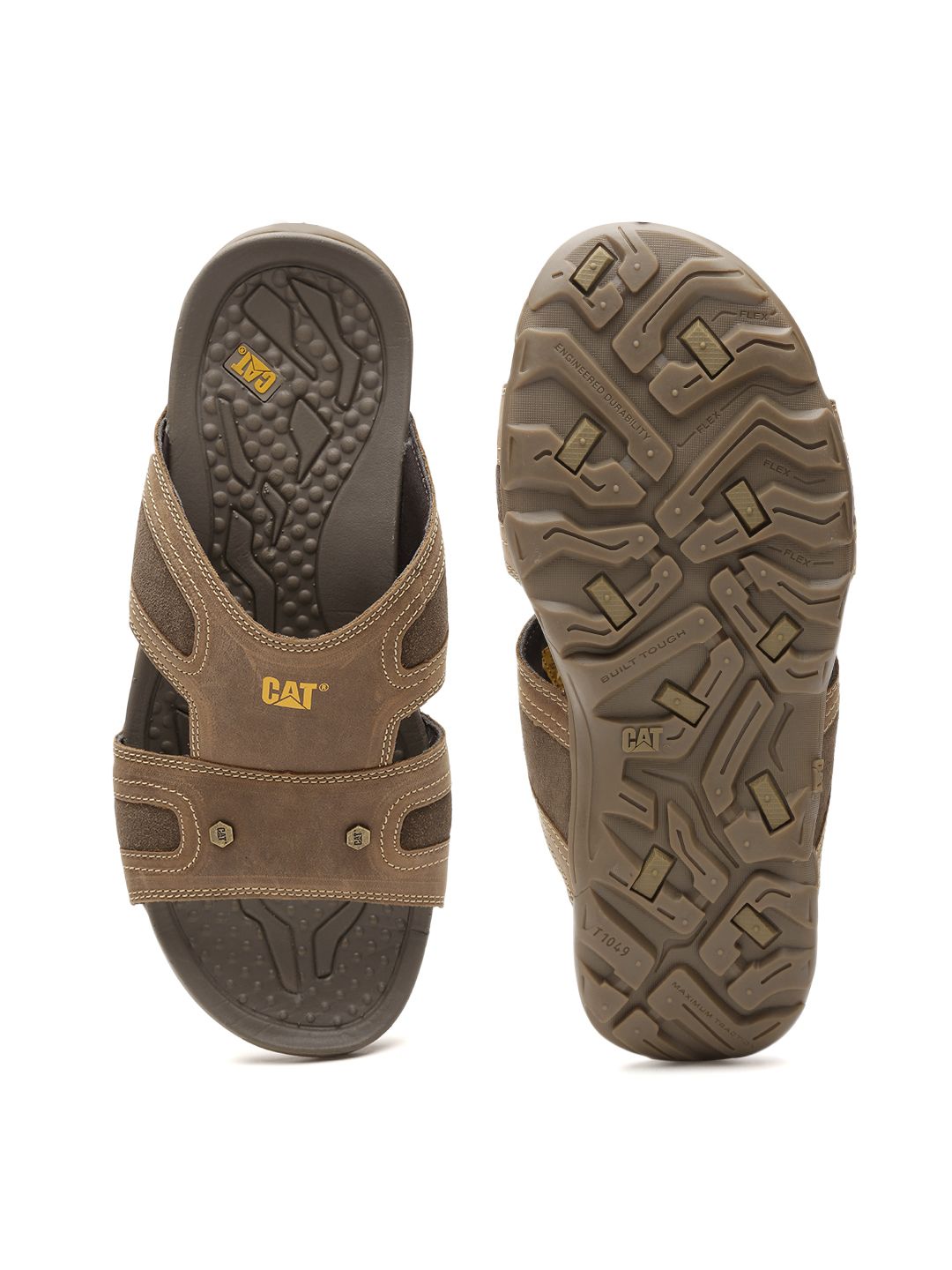 Buy CAT Men Brown Leather Sandals - Sandals for Men 2071139 | Myntra