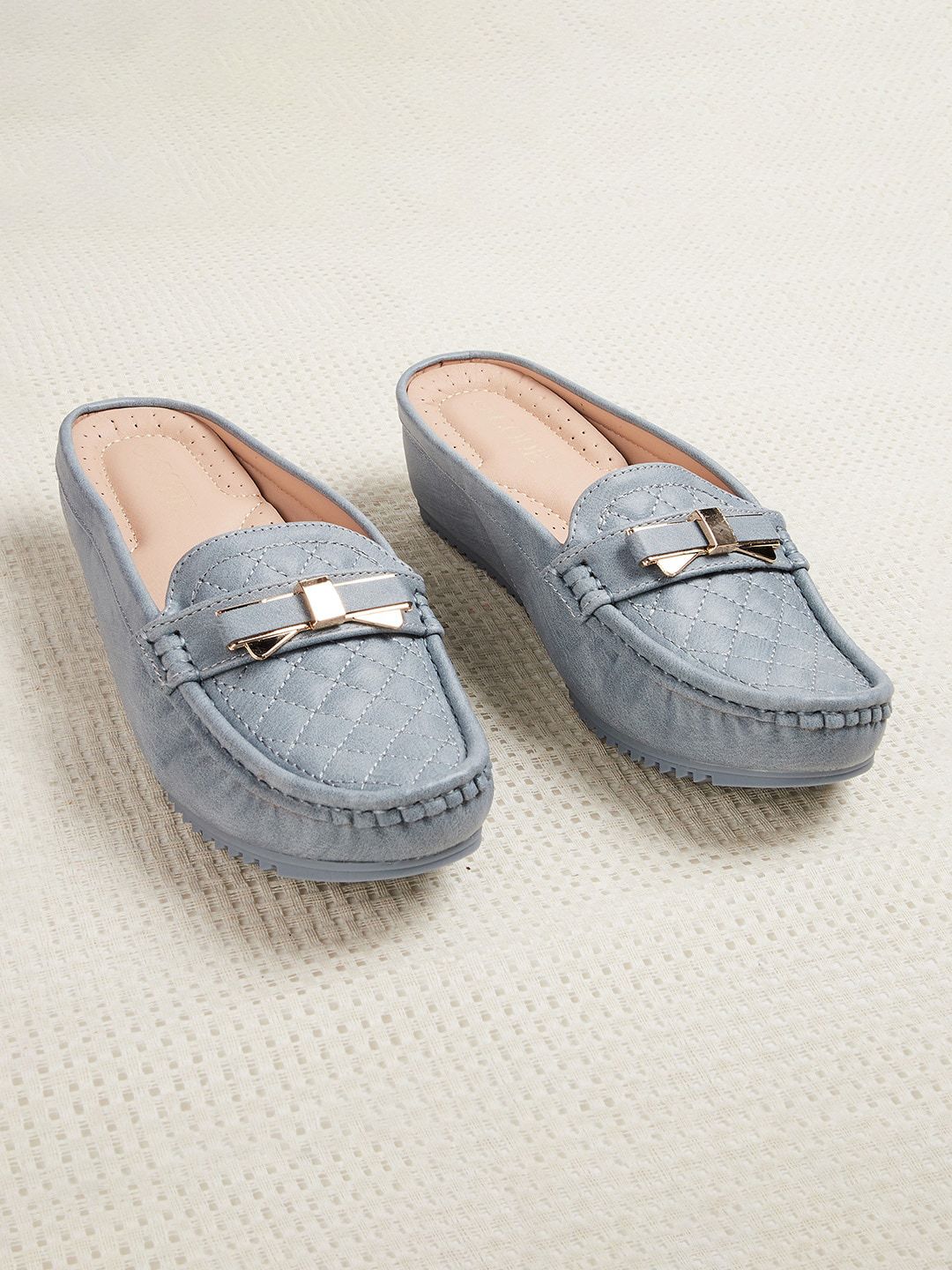 CODE by Lifestyle Women Blue Textured Mules Price in India