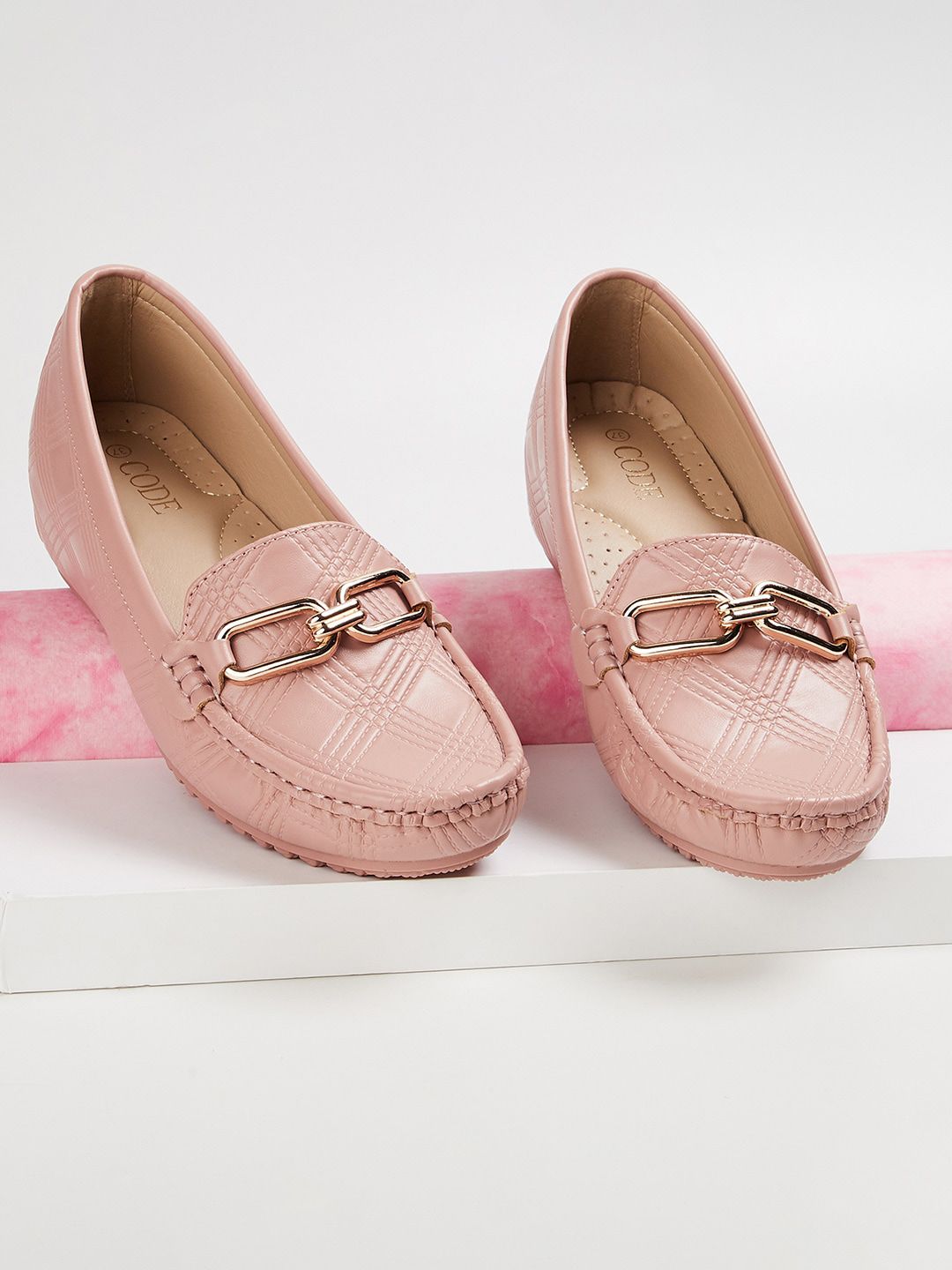 CODE by Lifestyle Women Pink Textured Loafers Price in India
