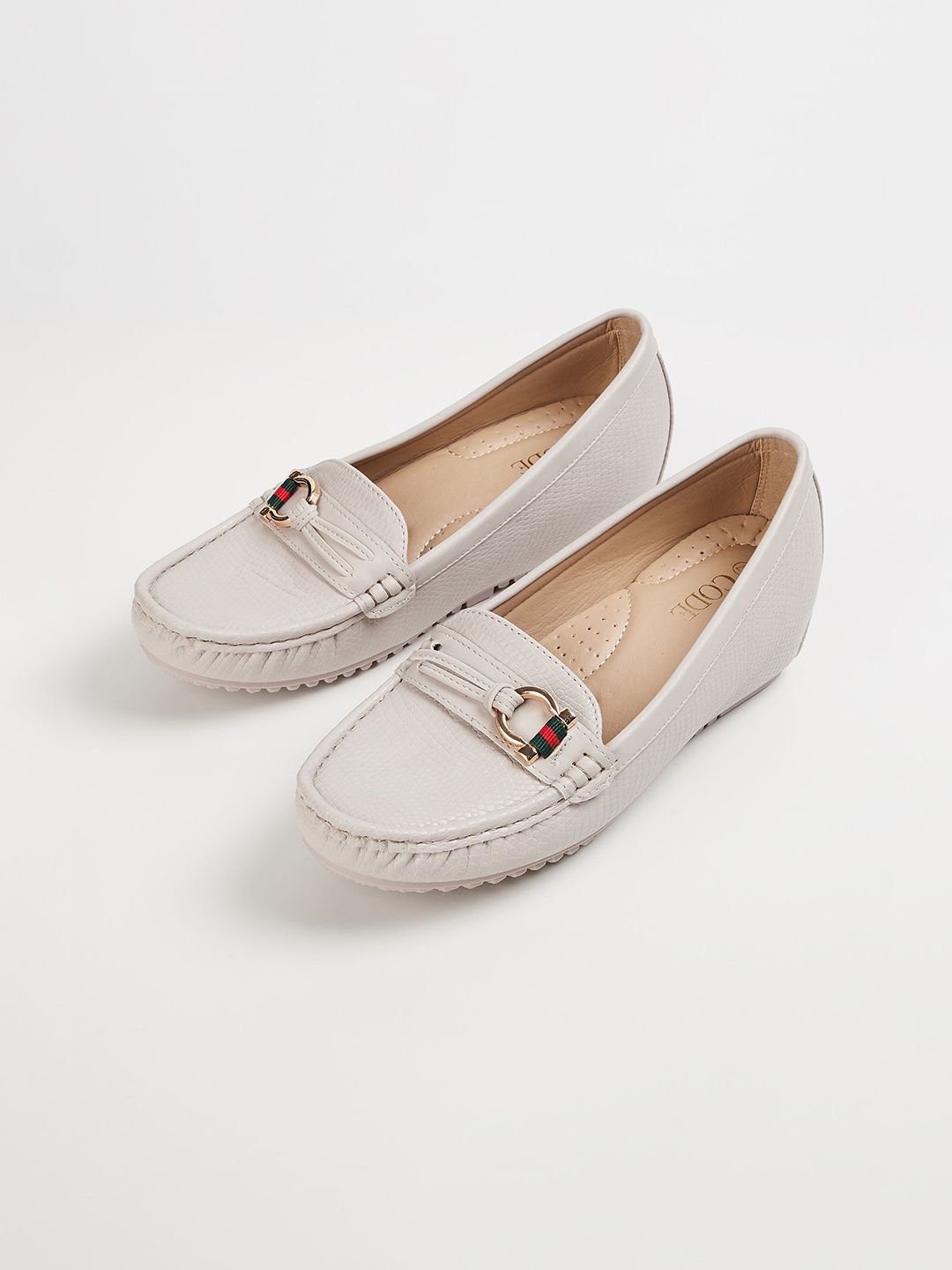 CODE by Lifestyle Women Beige Textured Loafers Price in India