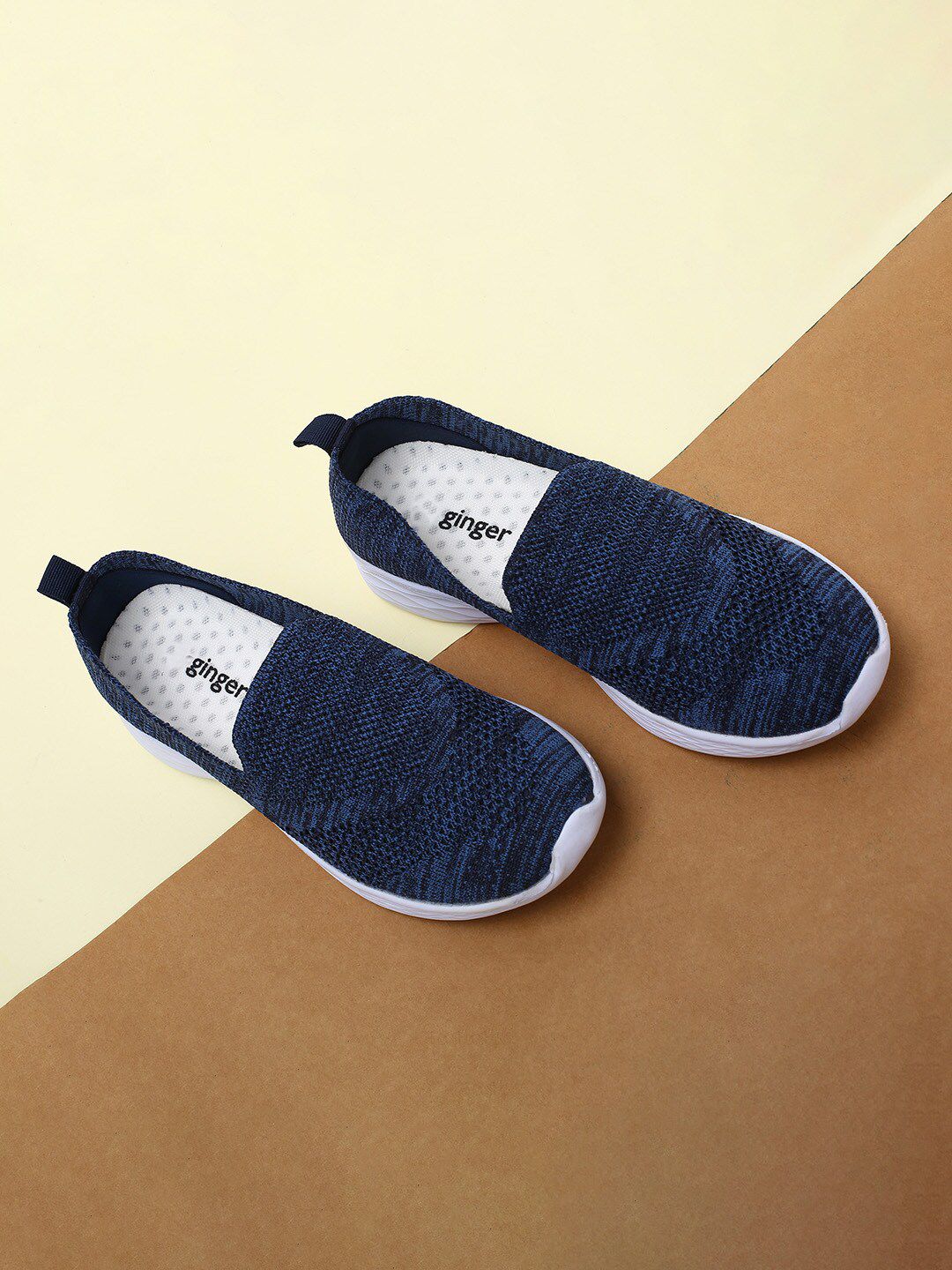 Ginger by Lifestyle Women Navy Blue Woven Design Slip-On Sneakers Price in India