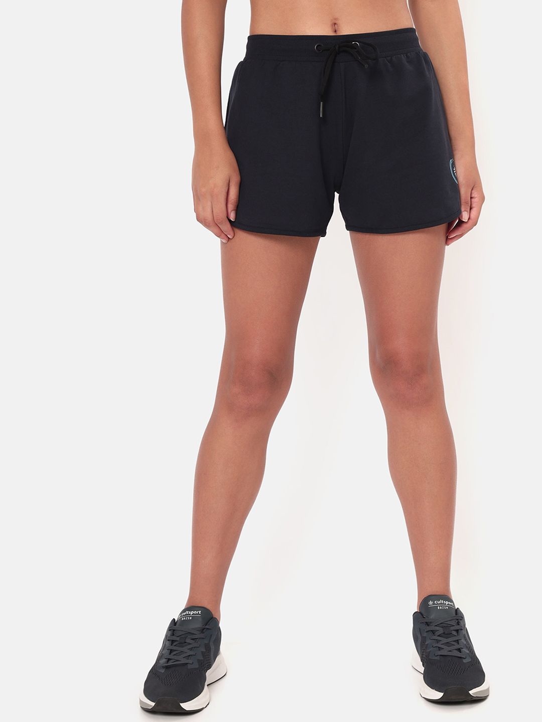 Cultsport Women Navy Blue Cotton Training or Gym Chino Shorts Price in India
