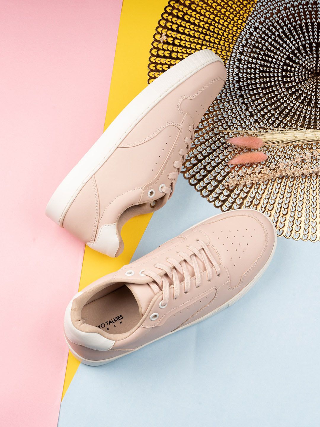 Tokyo Talkies Women Peach-Coloured Textured Sneakers Price in India