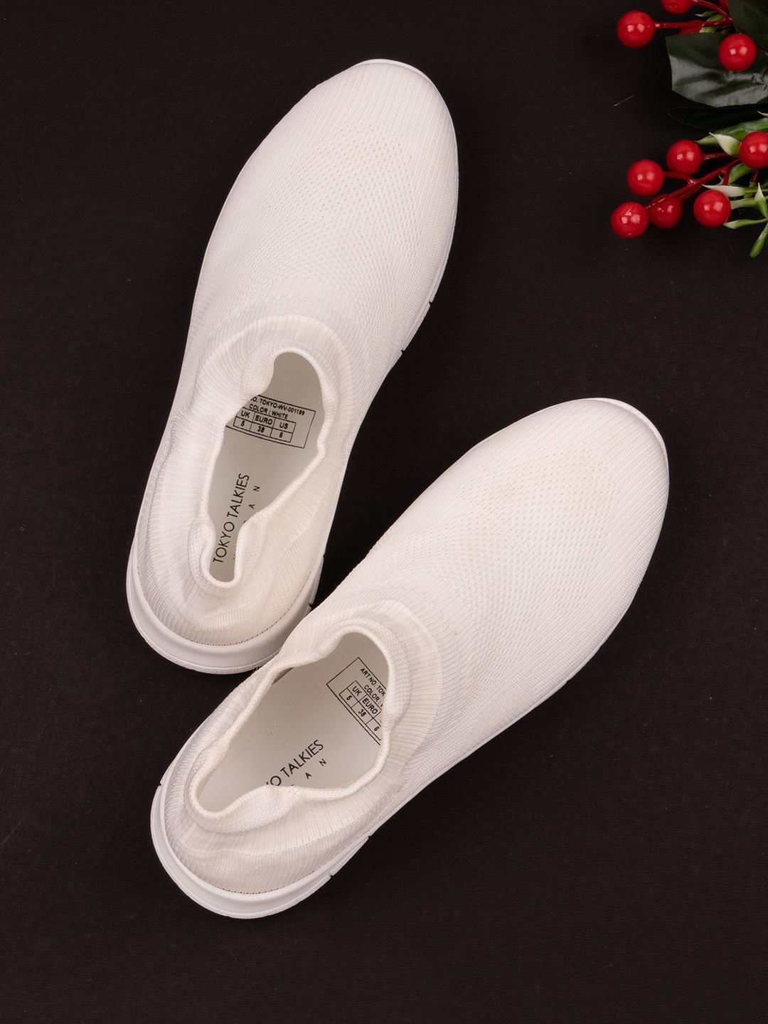 Tokyo Talkies Women White Printed Slip-On Sneakers Price in India