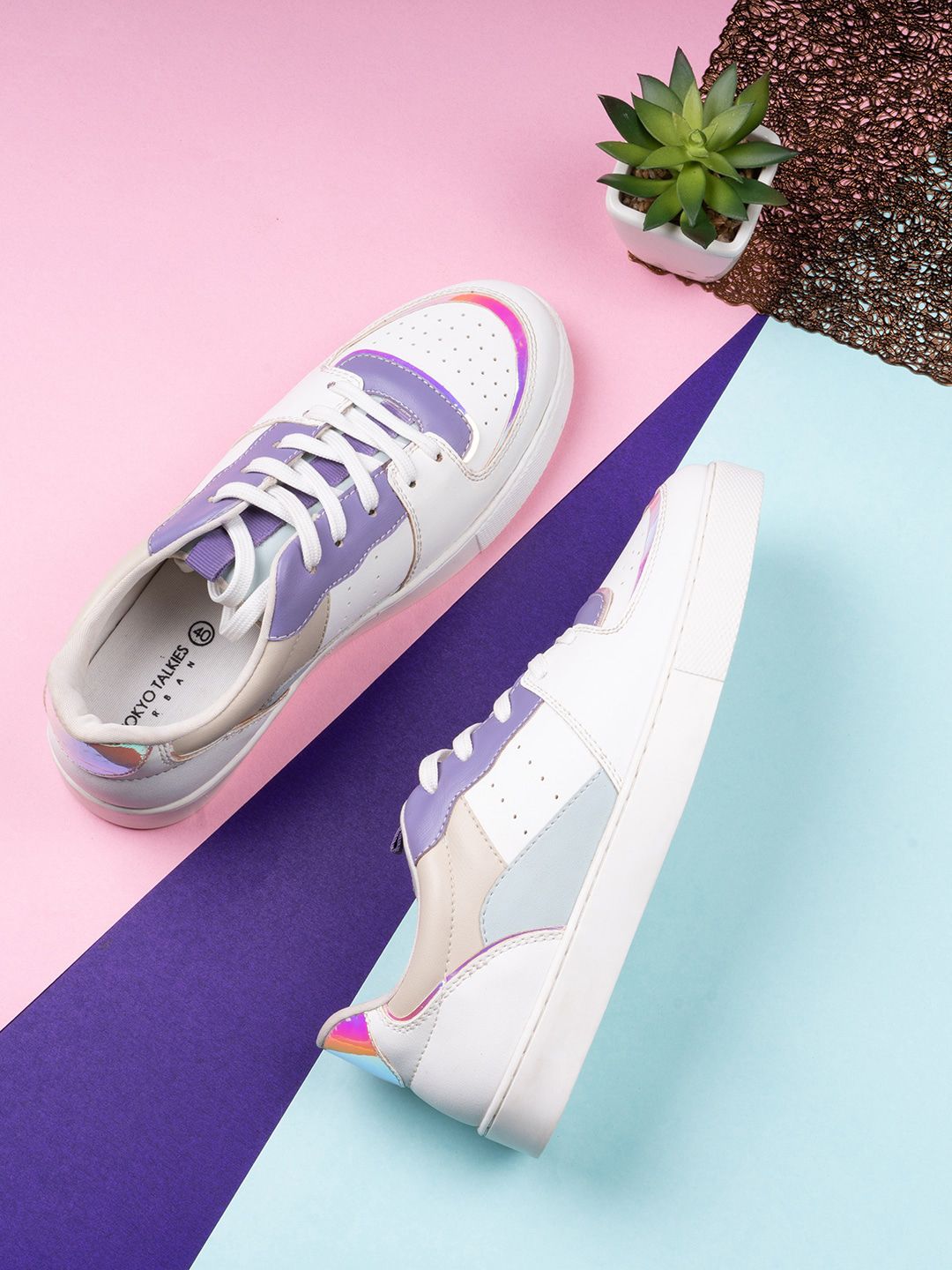 Tokyo Talkies Women Purple Colourblocked Causal Sneakers Price in India