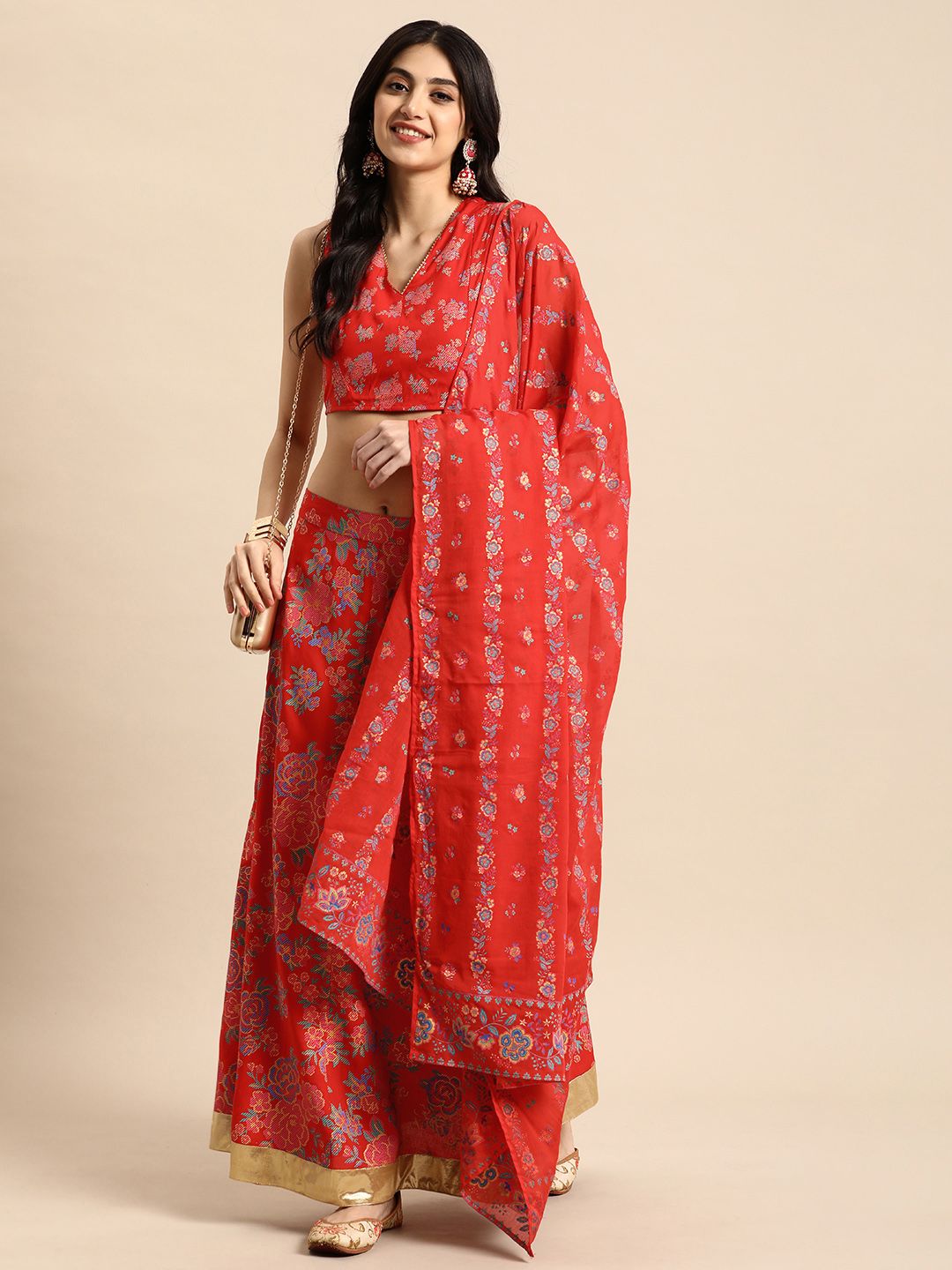 Anouk Women Floral Printed Ready to Wear Lehenga & Blouse With Dupatta Price in India