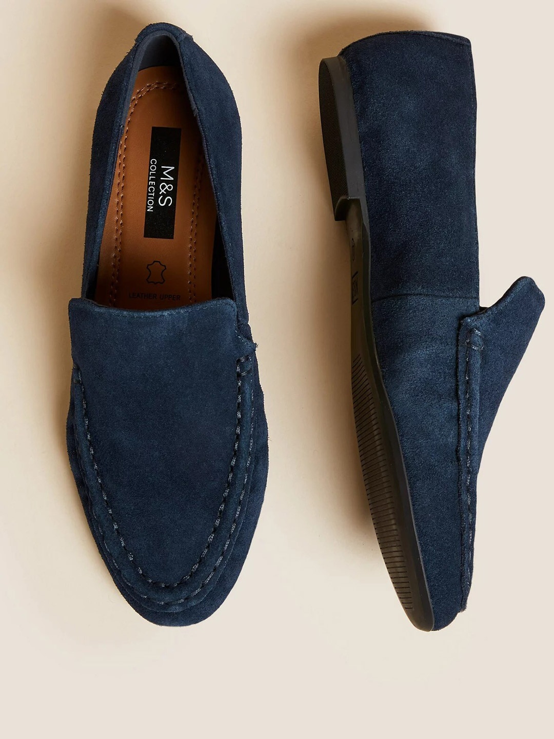 Marks & Spencer Women Navy Blue Suede Loafers Price in India
