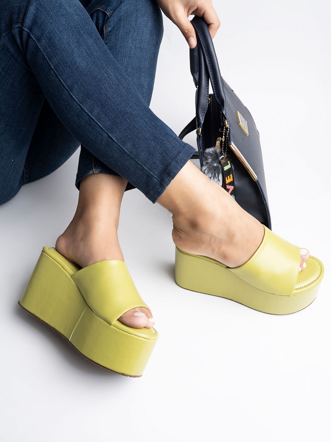 Shoetopia Women Green Platform Heel