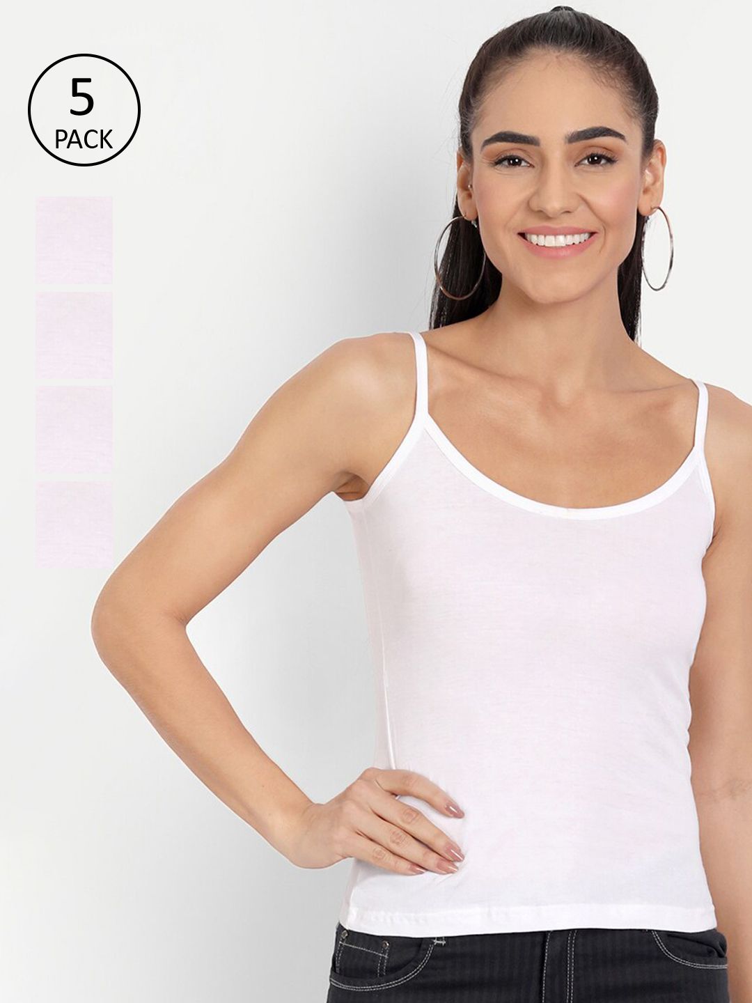BLAZON Women Pack of 5 Solid Cotton Camisoles