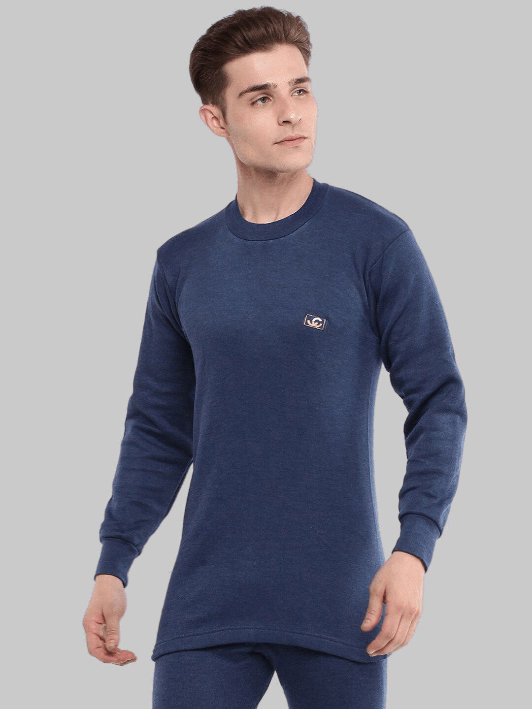 Dollar Men Blue Round Neck Thermal T-Shirt