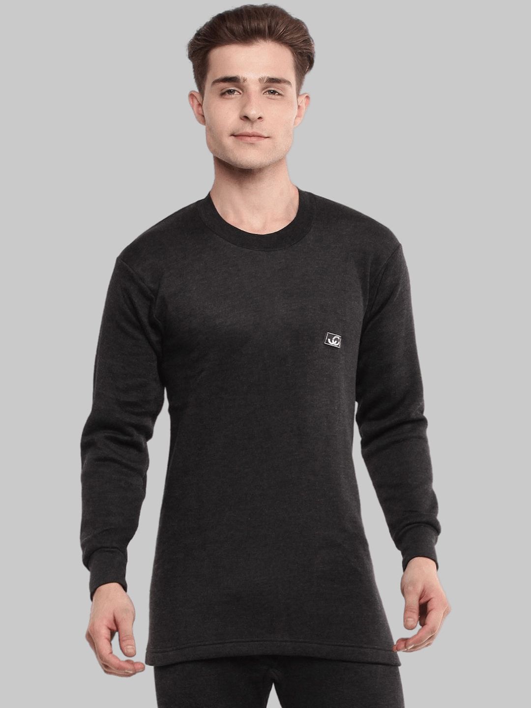 Dollar Men Black Round Neck Thermal T-Shirt