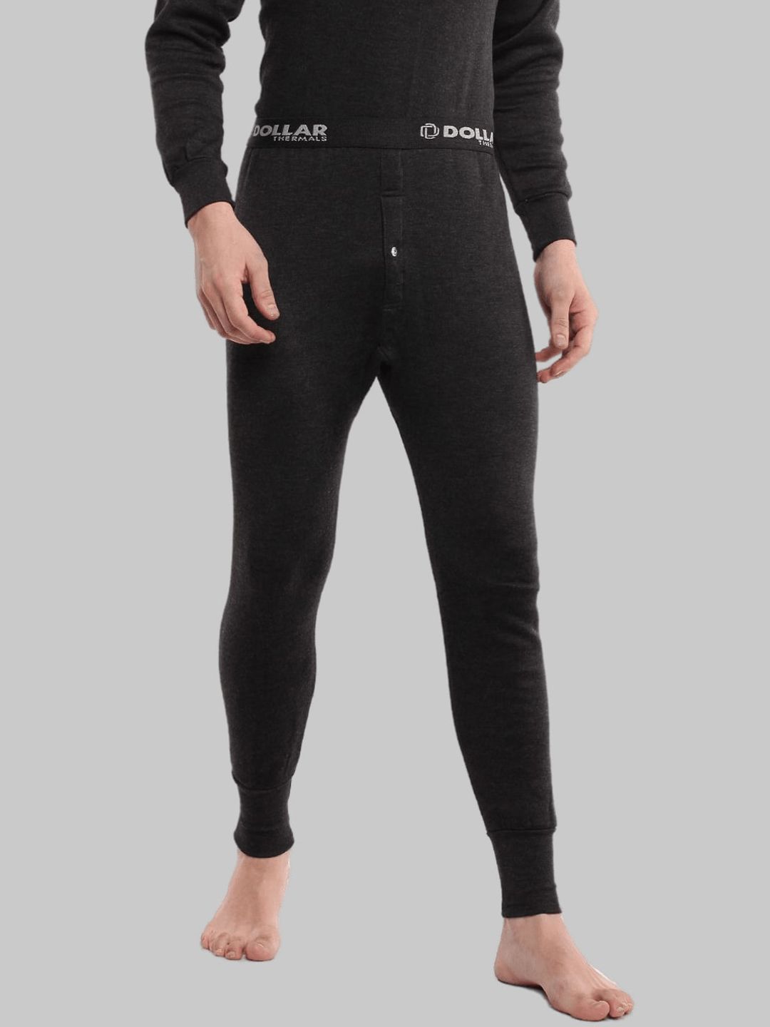 Dollar Men Black Cotton Thermal Bottom