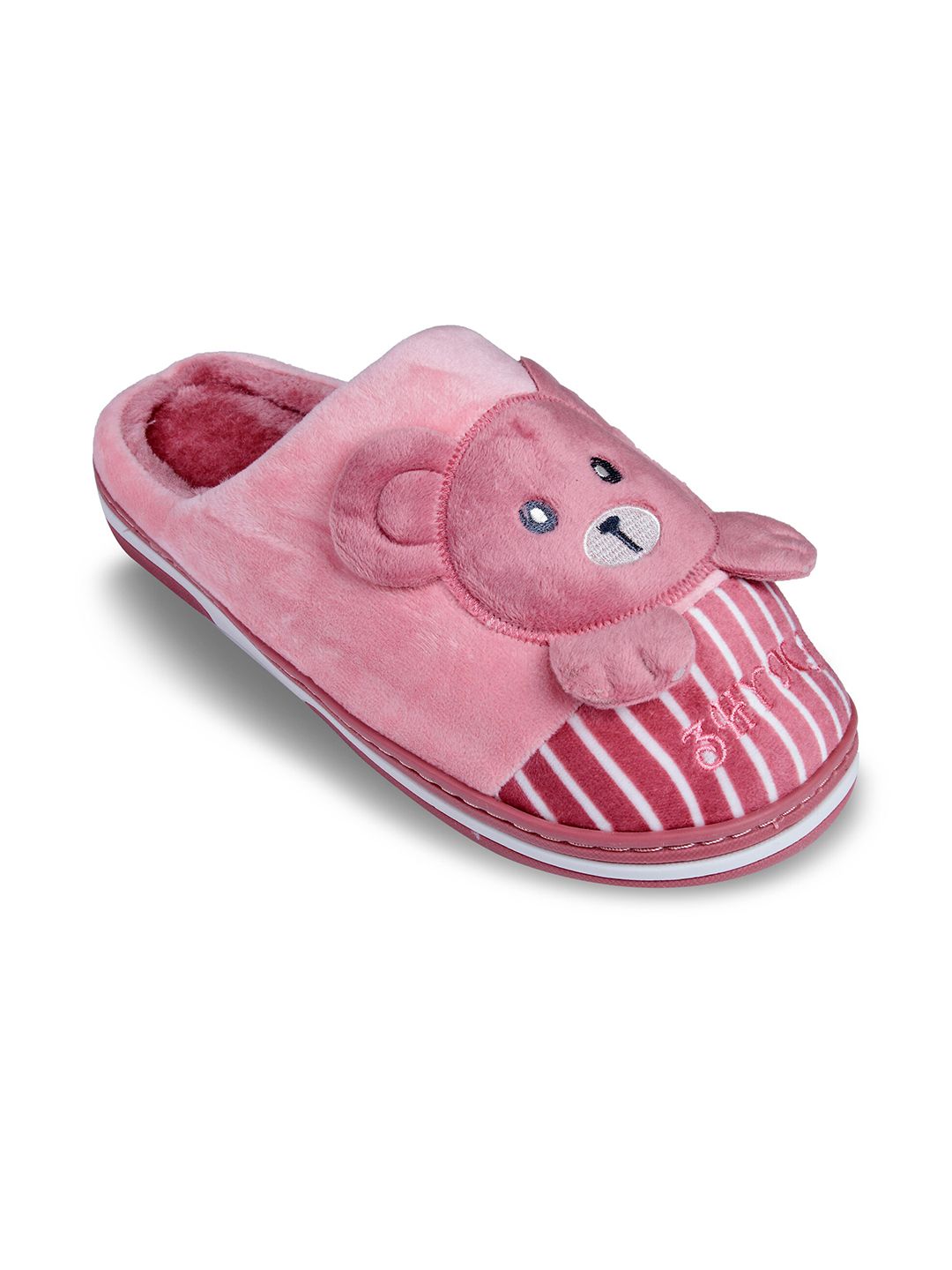 CASSIEY Women Peach-Coloured & White Striped Room Slippers