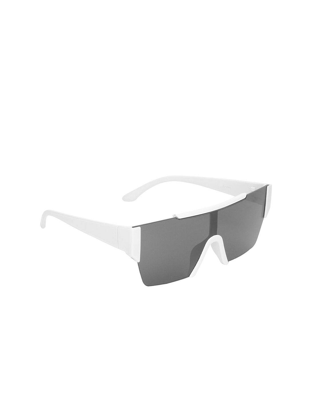 GARTH Unisex Black Lens & White Rectangle Sunglasses with UV Protected Lens