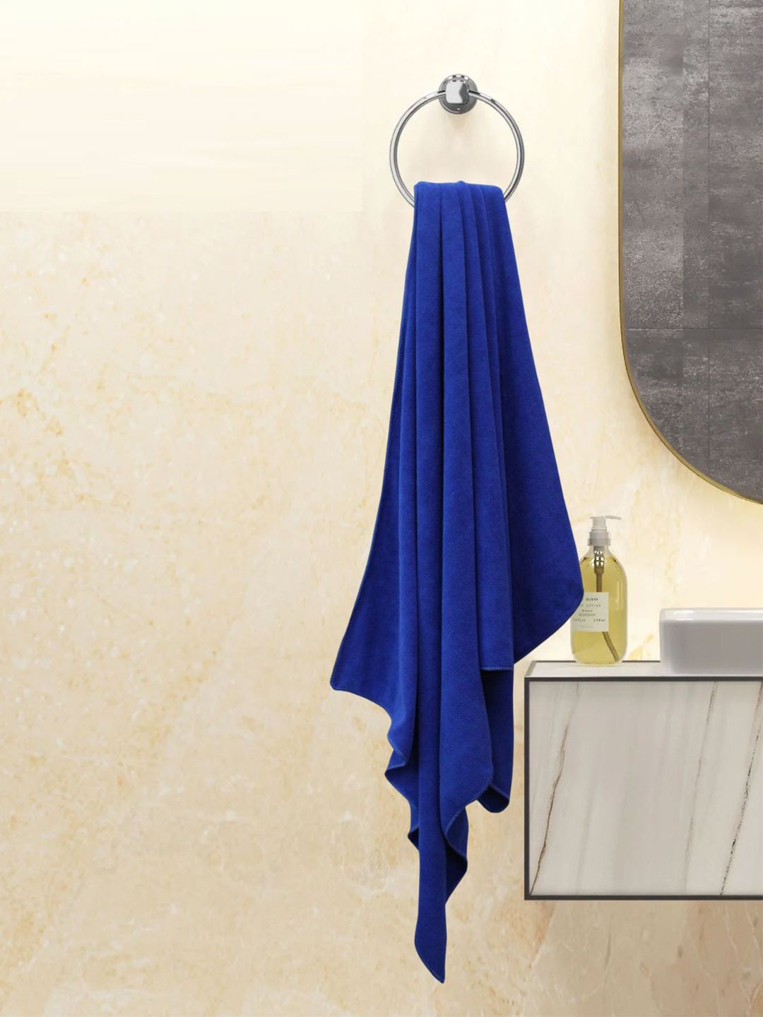 Lushomes Blue Solid 260 GSM Bath Towels
