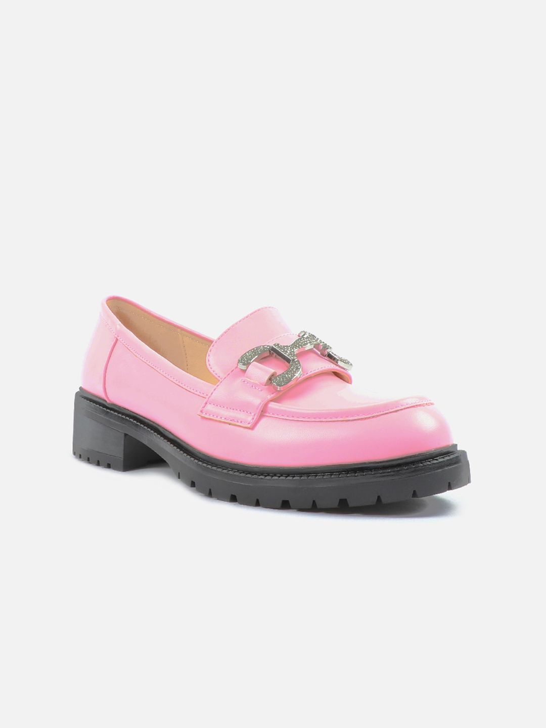 Carlton London Women Pink Solid Slip-On Casual Loafers Price in India