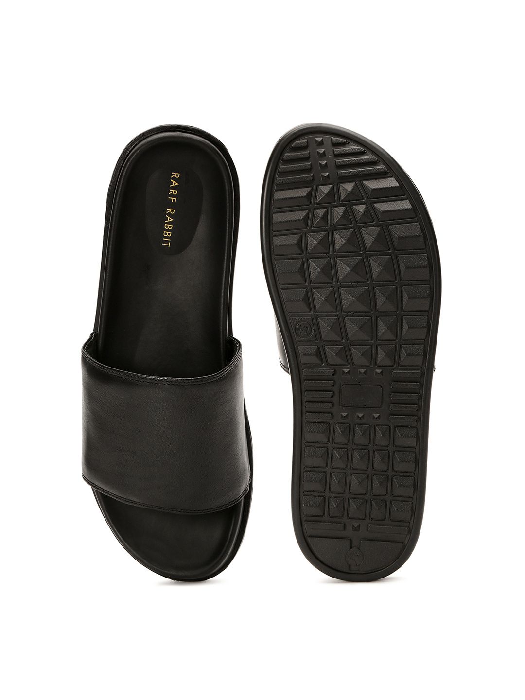 Buy RARE RABBIT Men Black Solid Sliders - Flip Flops for Men