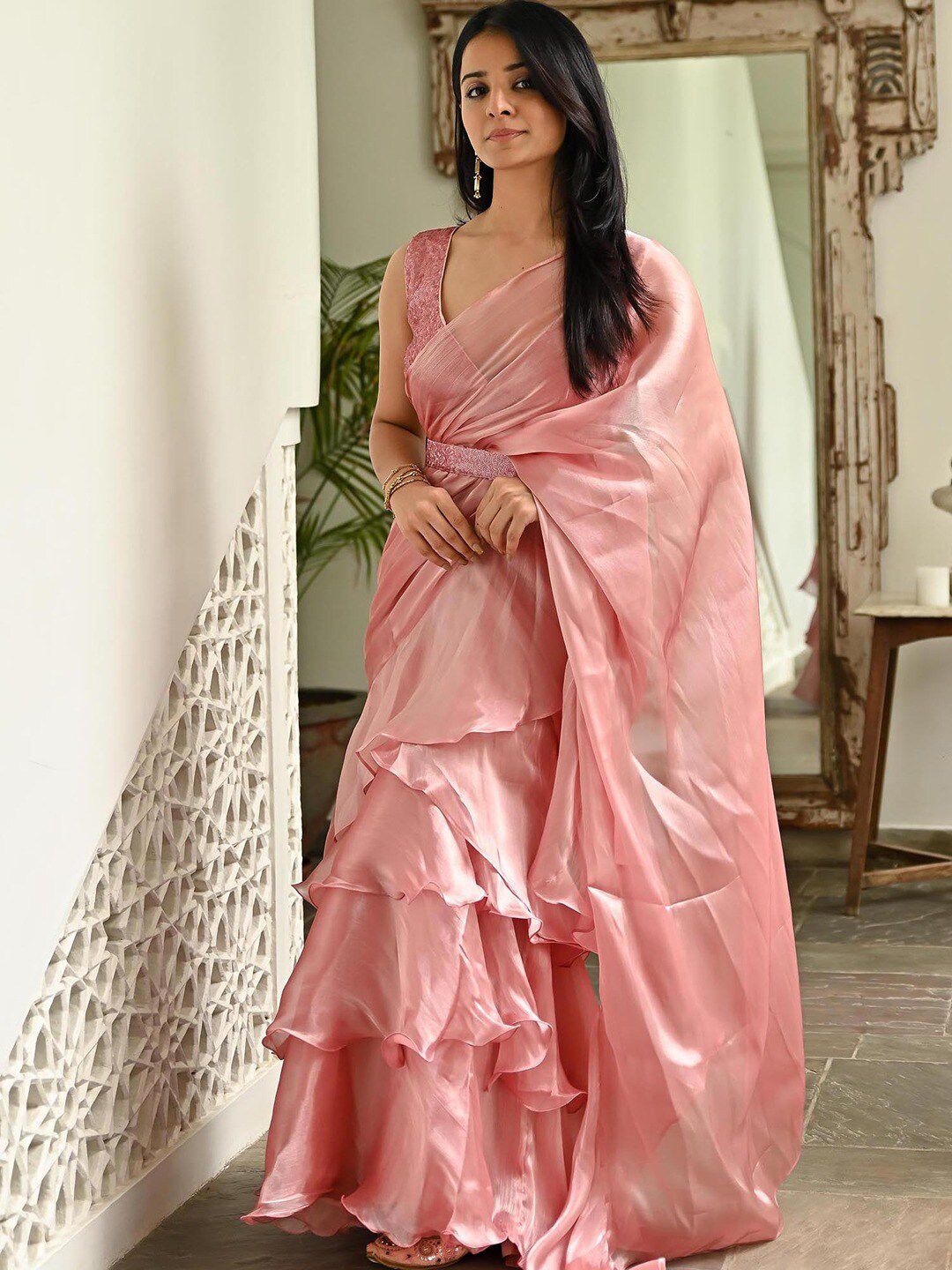 Lavanya The Label Pink Organza Saree Price in India