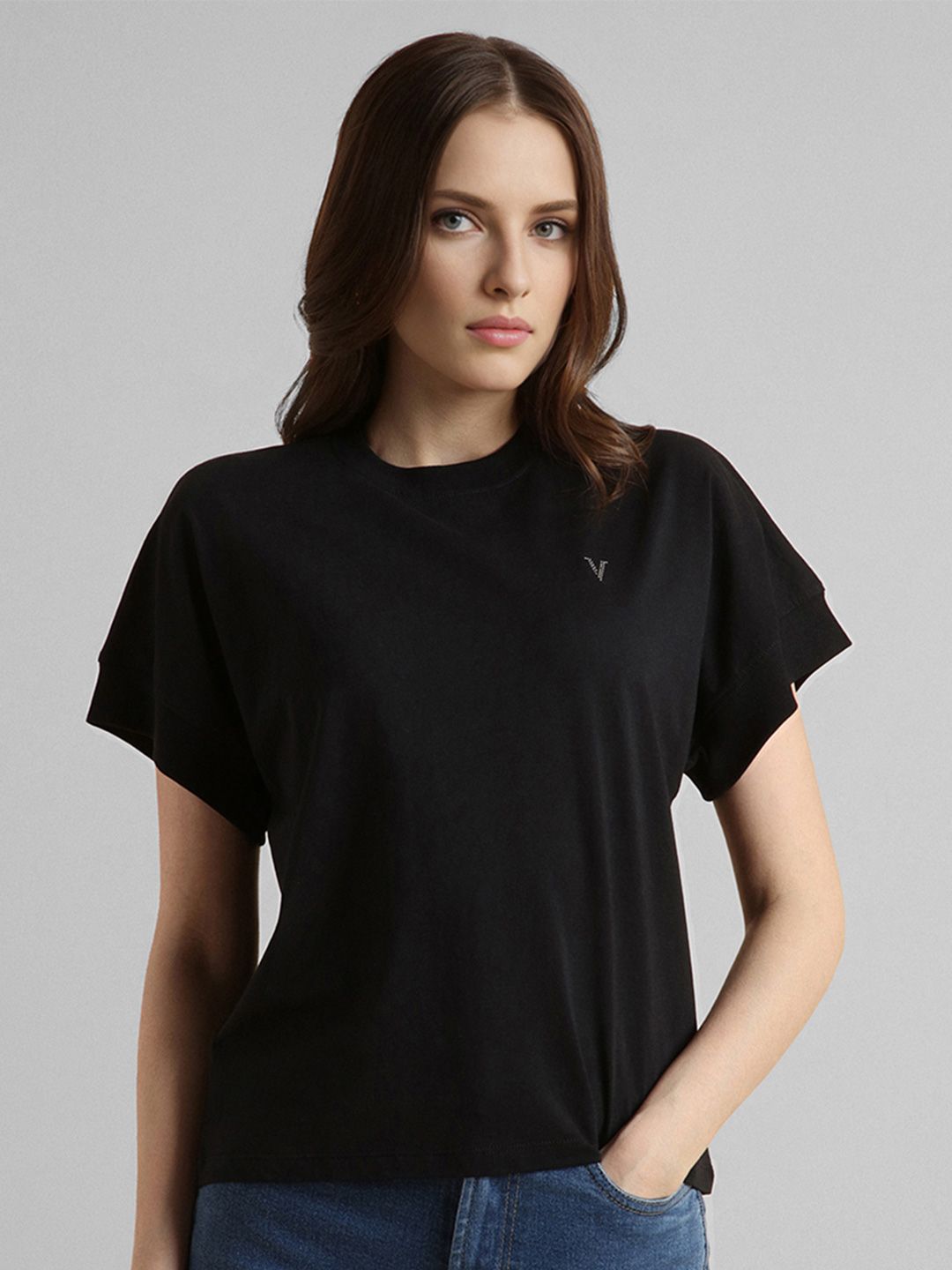 Van Heusen Woman Women Solid Extended Sleeves Knitted T-shirt With Embellished Detail