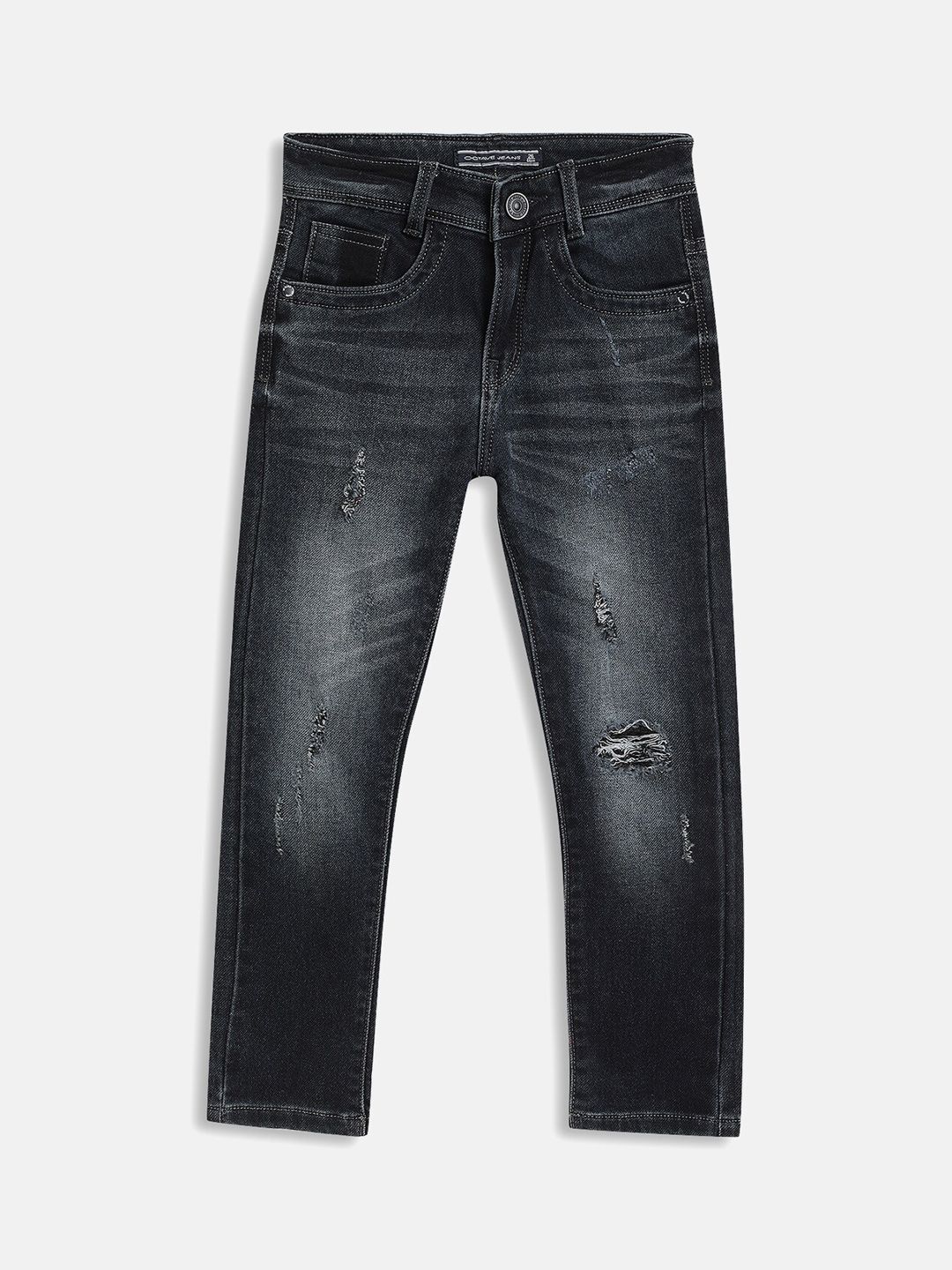 Octave Boys Grey Mildly Distressed Heavy Fade Mid-Rise Cotton Jeans