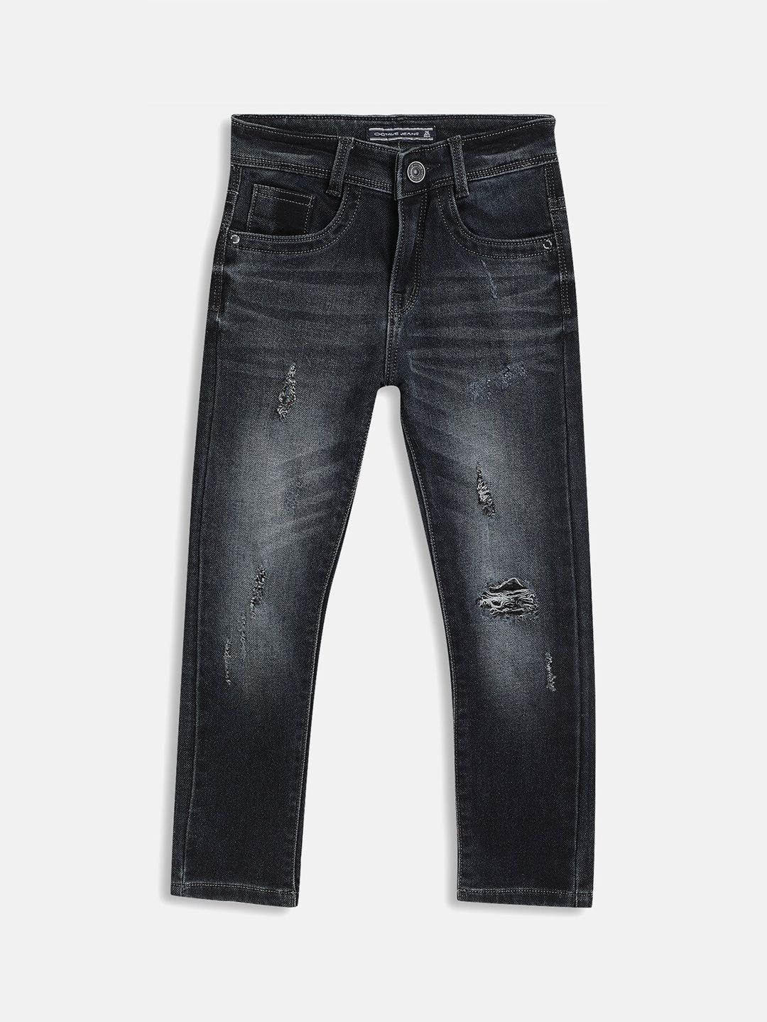 Octave Boys Blue Mildly Distressed Heavy Fade Mid-Rise Cotton Jeans