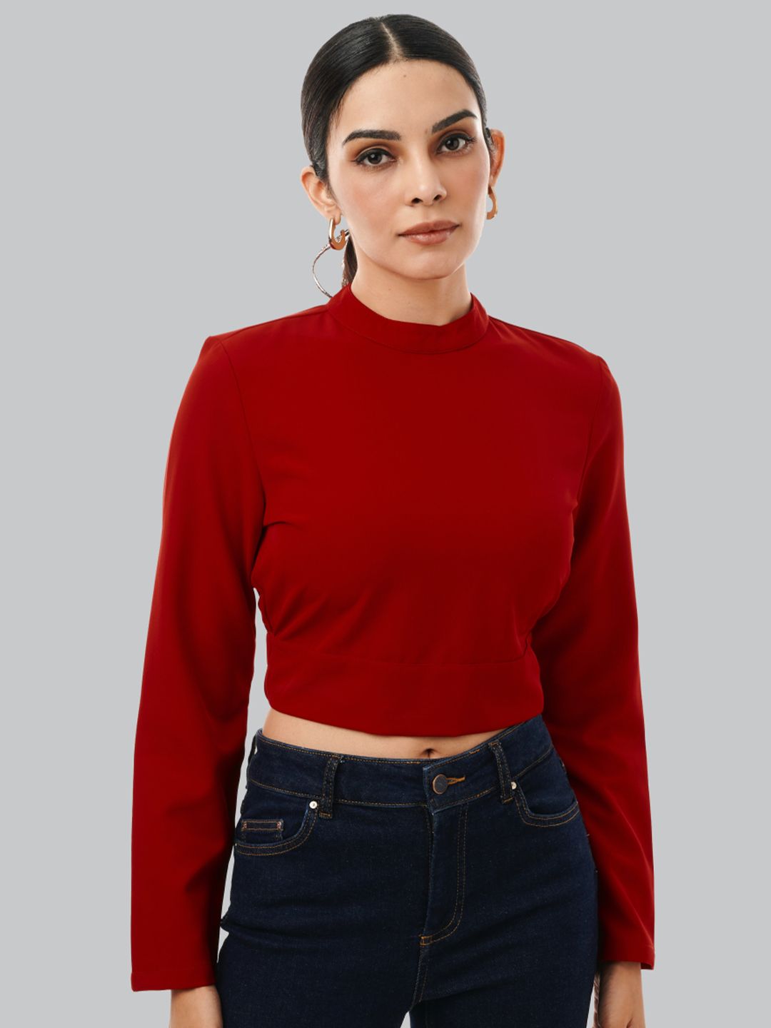 Style Island Red Solid Crop Top Price in India