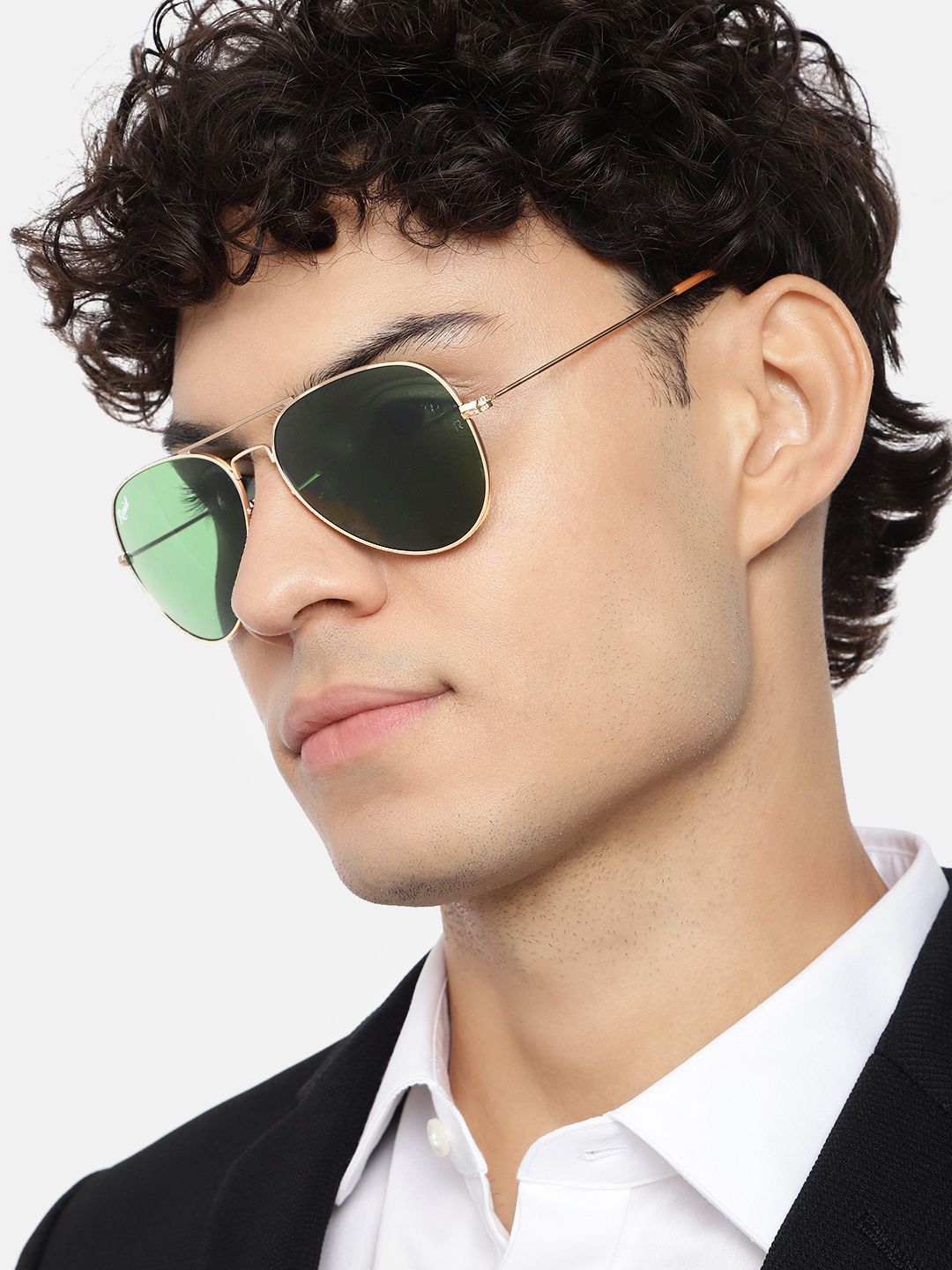 RESIST EYEWEAR Adults Green Lens & Gold-Toned Aviator Sunglass with UV Protected Lens