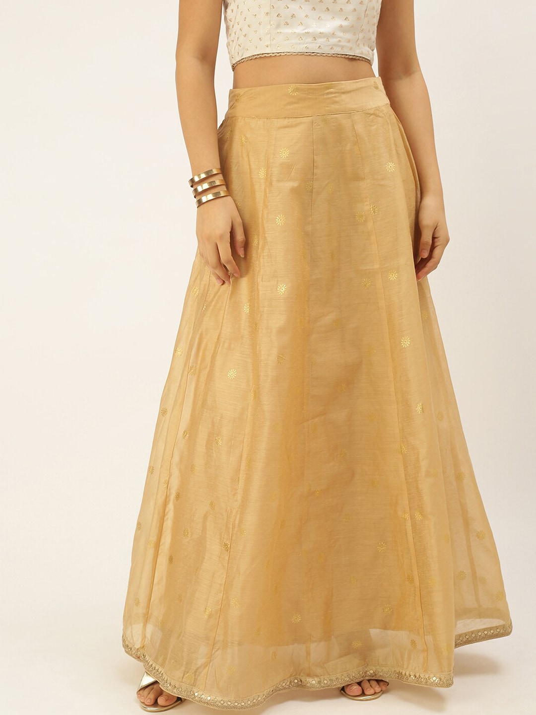 De Moza Women Golden Printed Skirts Price in India
