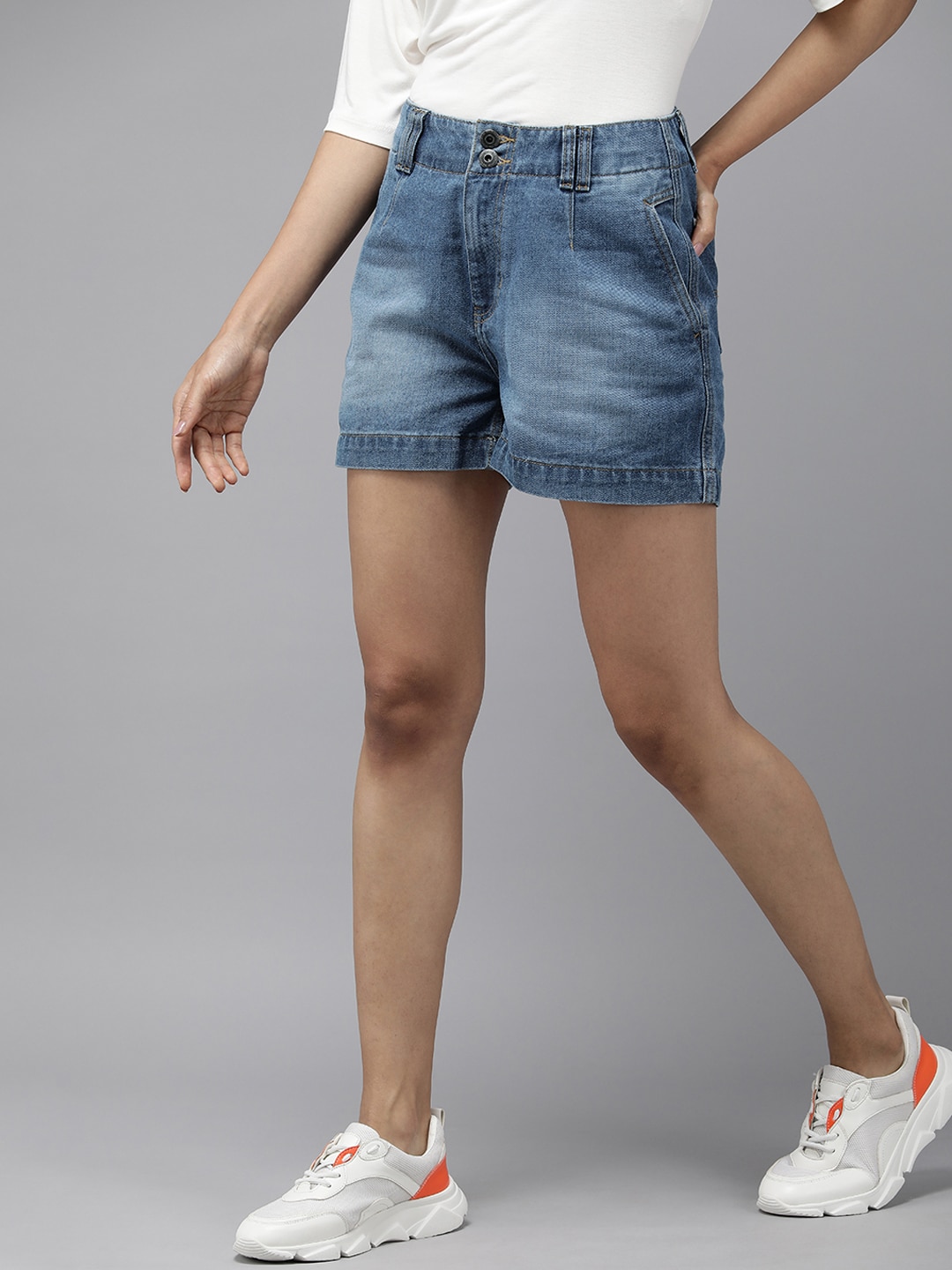 The Roadster Lifestyle Co. Women High-Rise Denim Shorts Price in India
