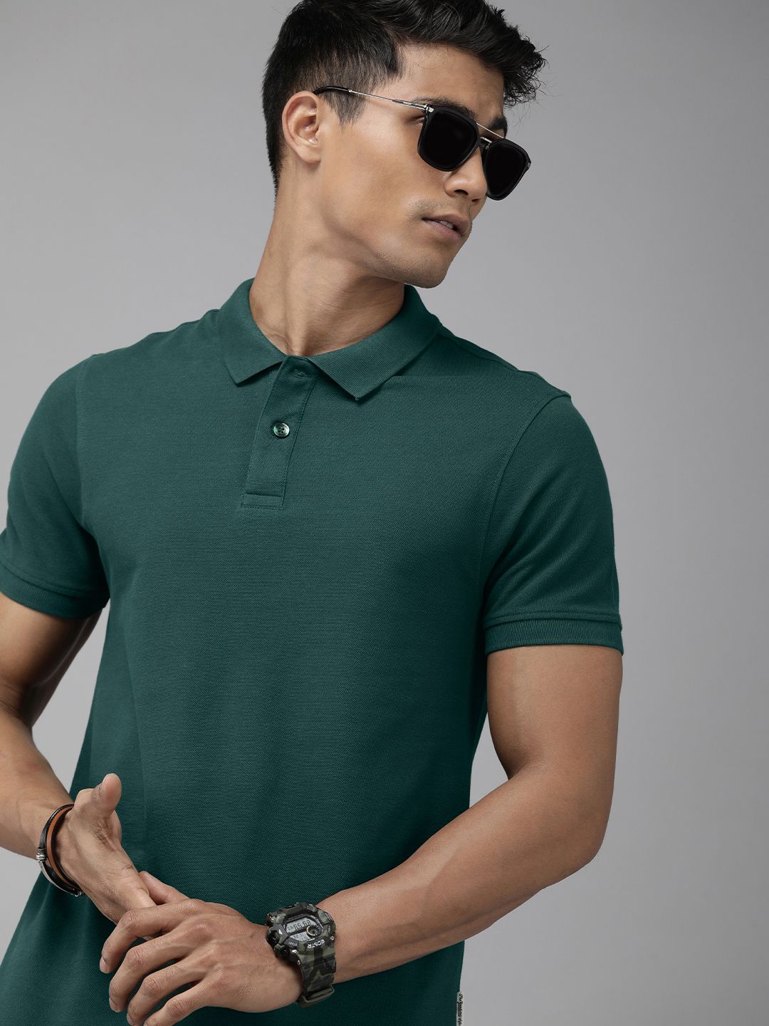 The Roadster Life Co. Men Pure Cotton Polo Collar T-shirt