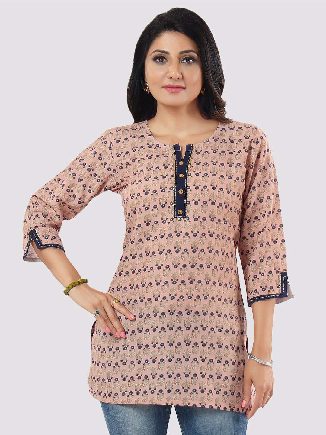 Saree Swarg Women Beige Ethnic Motifs Printed Kurti Price in India