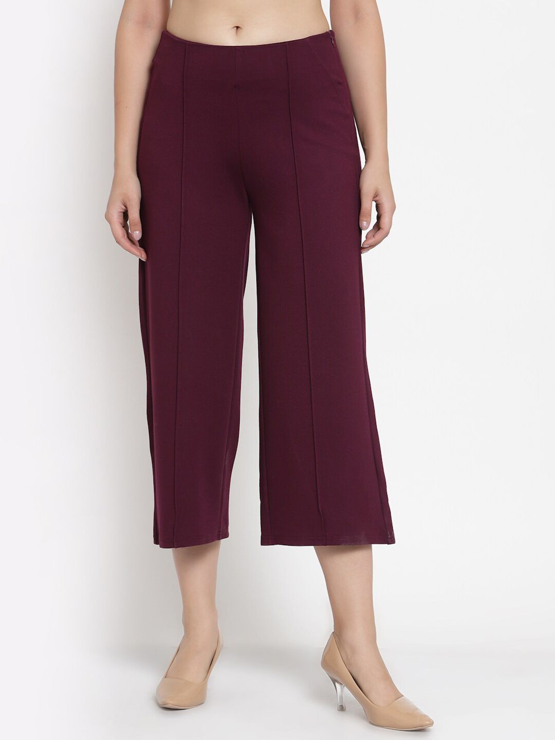 Gipsy Women Maroon Straight Fit High-Rise Culottes Trousers Price in India