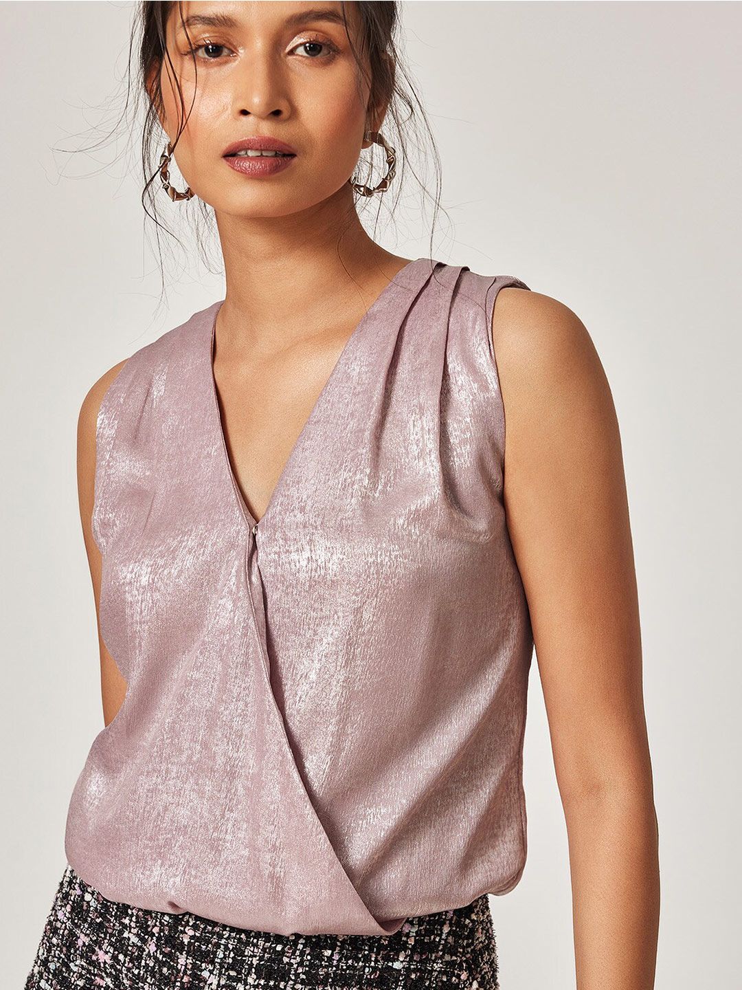 The Label Life Pink Satin Blush Wrap Top Price in India